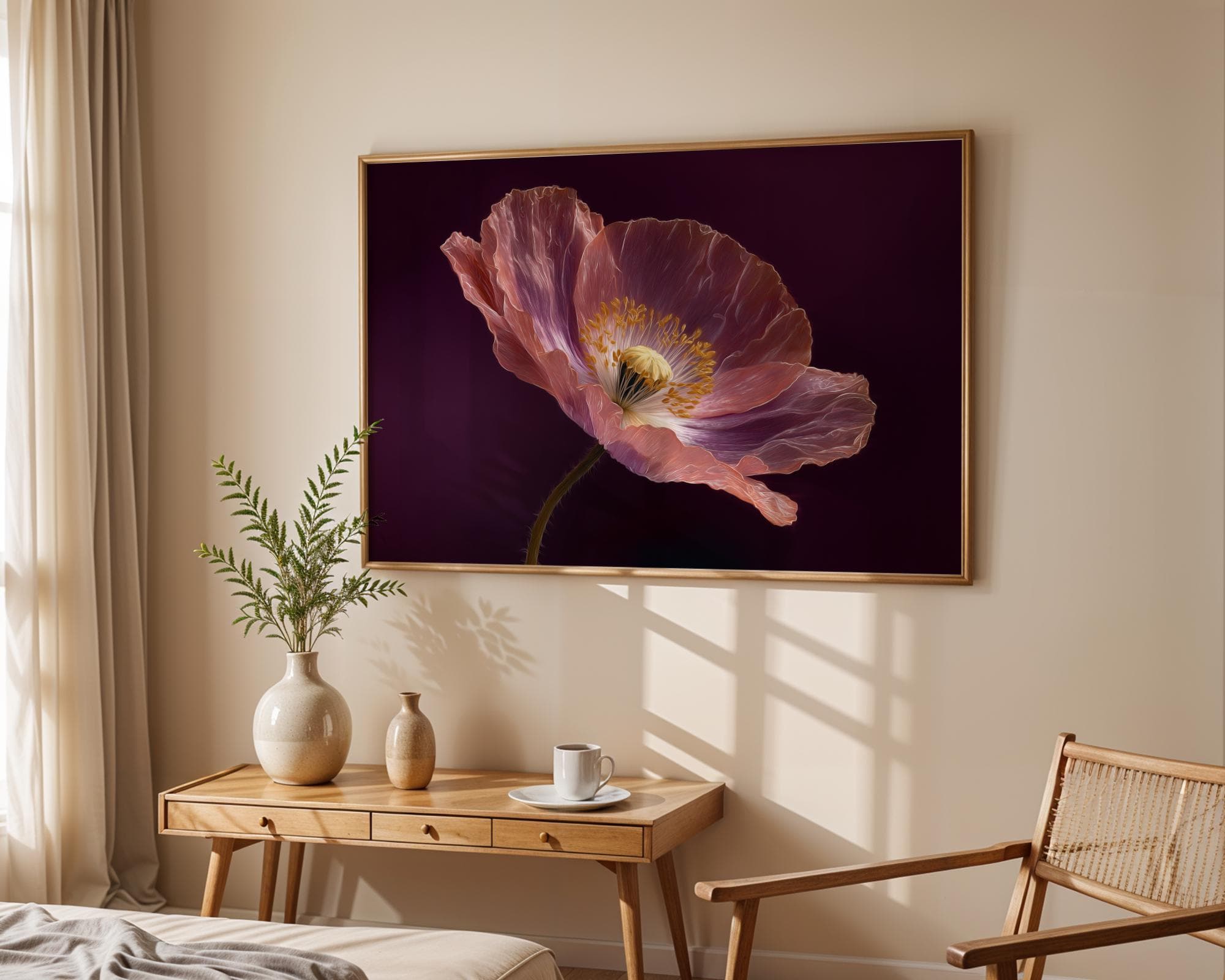 Purple Poppy Wall Art Print: Moody Floral Home Decor (Digital Download) - view 6