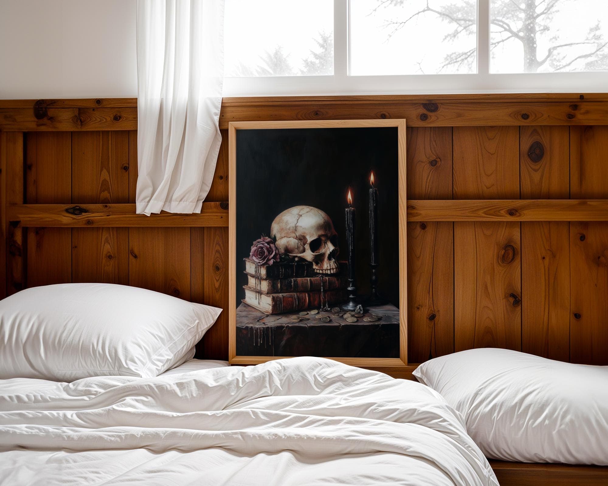Dark Academia Skull Print, Witchcore Rose Painting (Digital Download) - view 6
