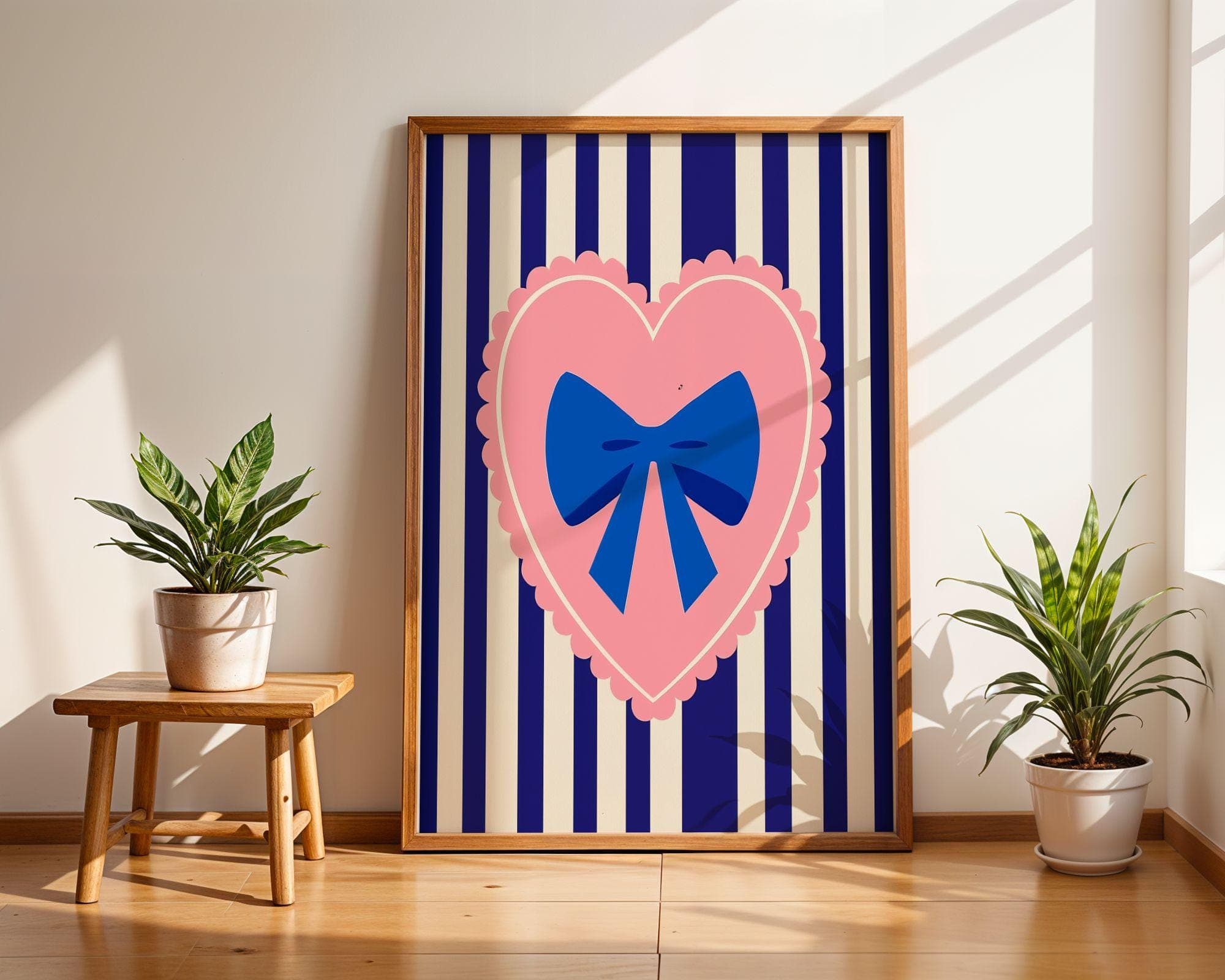 Preppy Bow Wall Art, Coquette Room Decor, Girly Aesthetic Poster, Feminine Retro Art, Pastel Pink Heart, Cute Retro Art, Cute Preppy Print - view 6