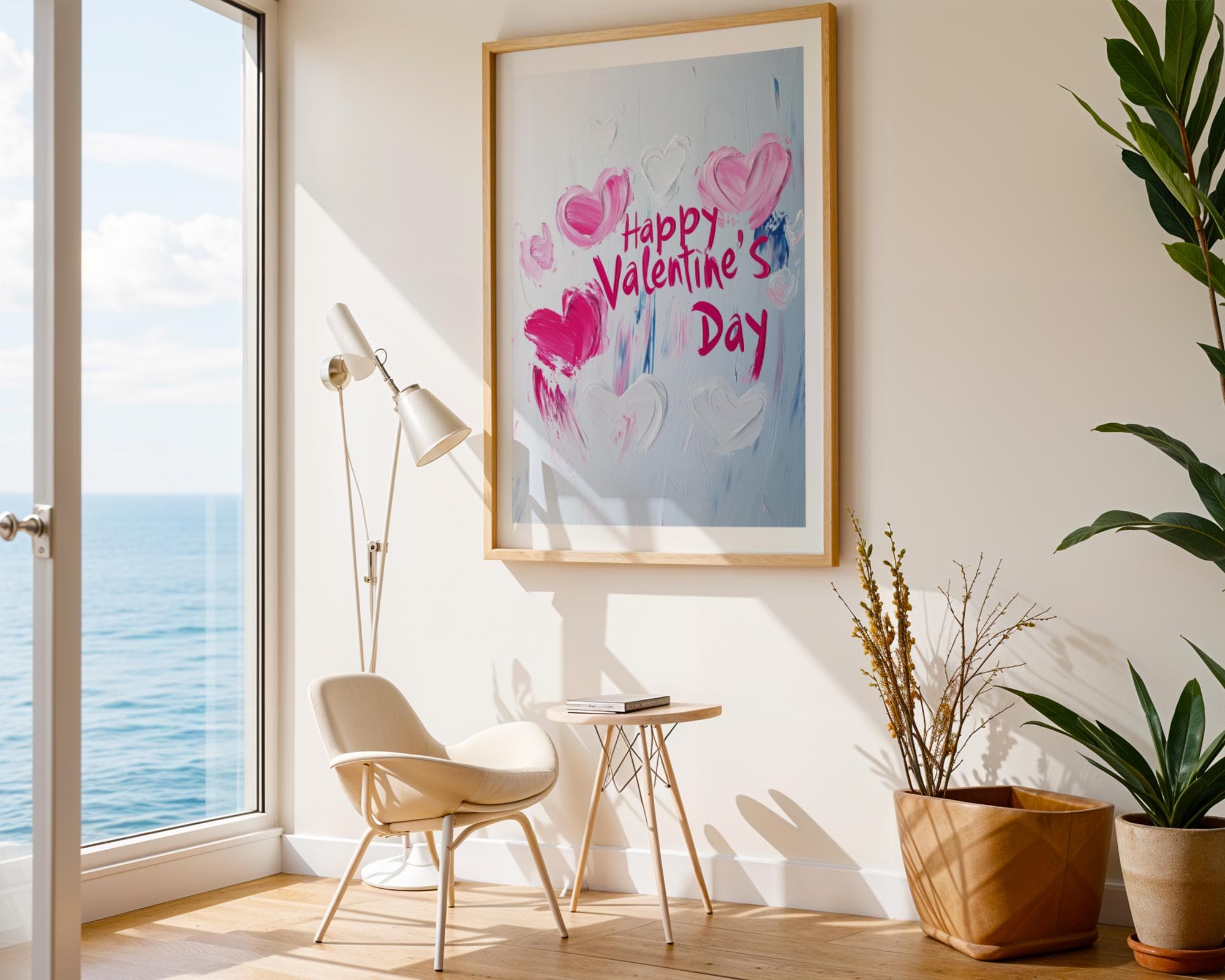 Happy Valentine's Day Wall Art, Heart Oil Painting, Romantic Abstract Art, Valentine's Day Decor, Printable, Digital, Hearts Art Prints - view 4