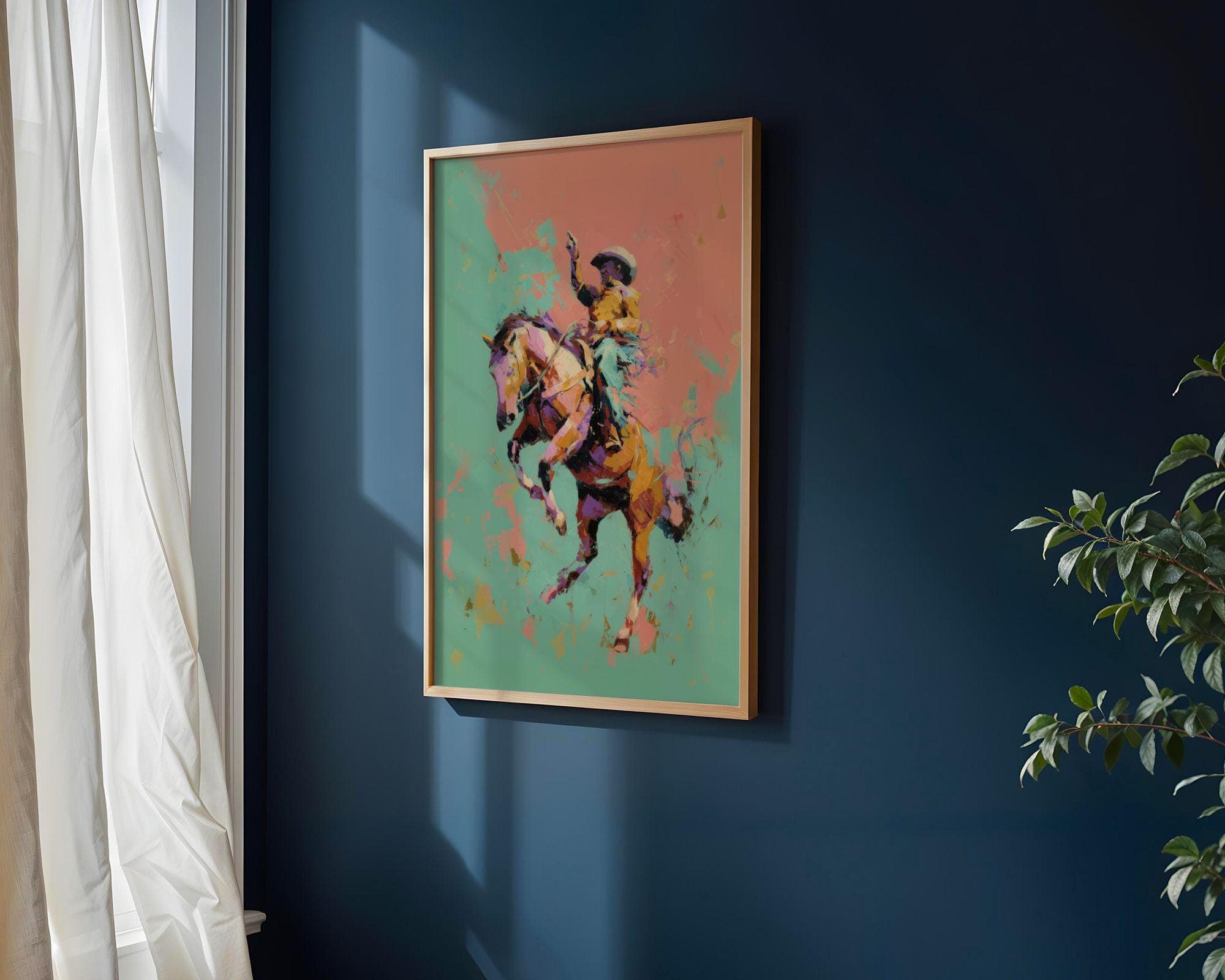 Rodeo Cowboy Wall Art, Colorful Horse Rider Western Print, Pop Art Cowboy Poster, Bucking Bronco Cowboy, Retro Pop Western, Cowboy Decor - view 3