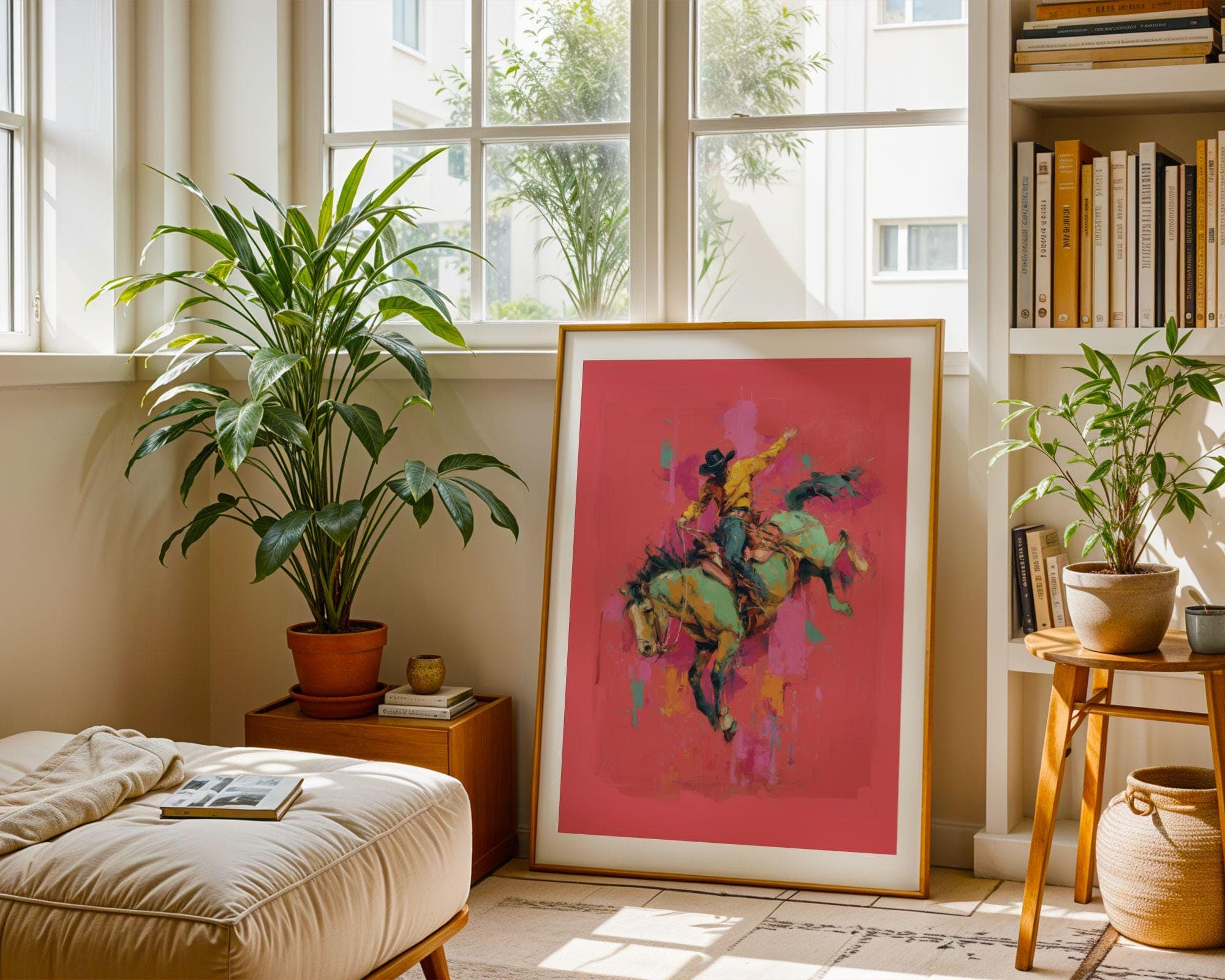 Bucking Bronco Cowboy Wall Art ā Abstract Horse Print, Neon Western Decor, Vibrant Rodeo Art, Abstract Cowboy Decor, Pink Aesthetic Decor - view 7