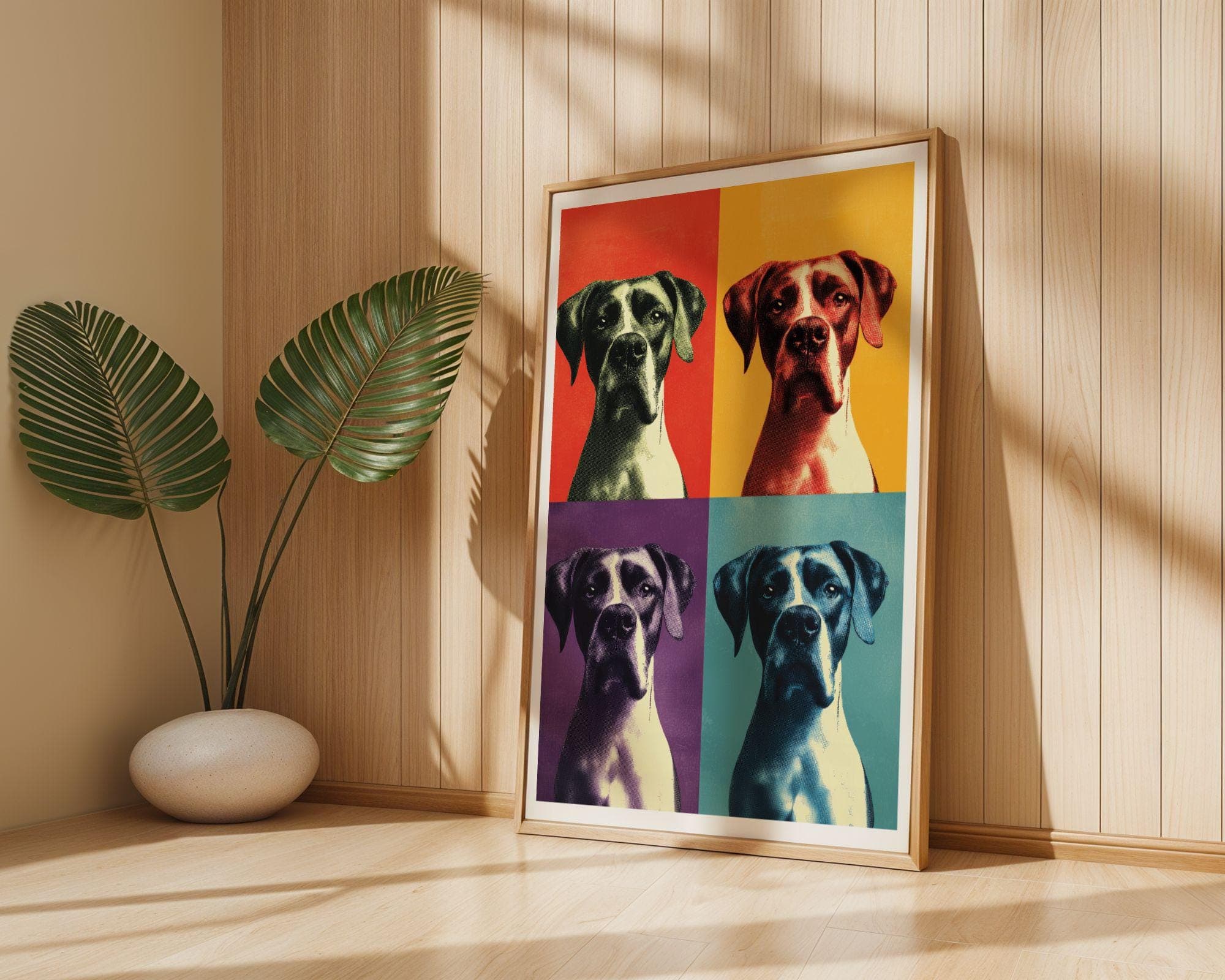 Pop Art Dog Quad | Colorful Modern Wall Art, Colorful Boxer Dog Art, Whimsical Wall Print, Funny Dog Wall Art, Gallery Wall Print - view 4