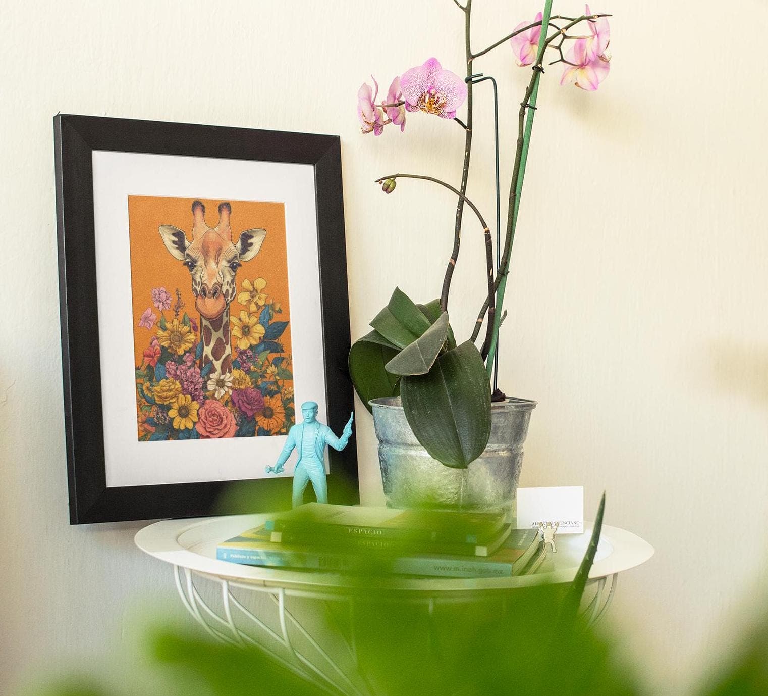 Printable Giraffe Wall Art, Eclectic Giraffe Art Print, Maximalist Home Decor, Giraffe Art, Botanical Giraffe Paint, Orange Giraffe Wall Art - view 5