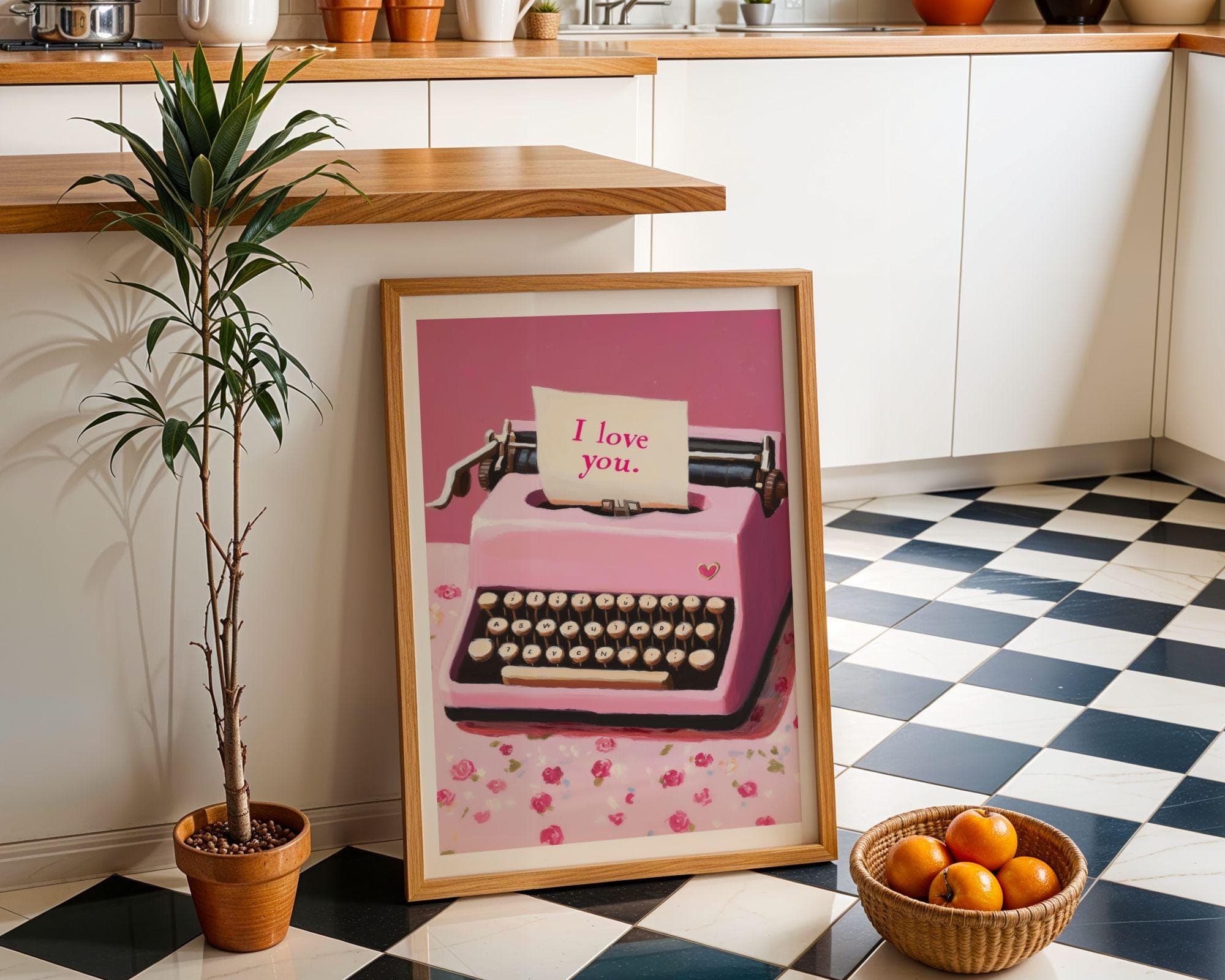Pink Typewriter Wall Art, Valentine's Day Decor, Valentine's Gift, Valentine's Day Digital Print, Pink Digital Print, I Love You Art Print - view 7