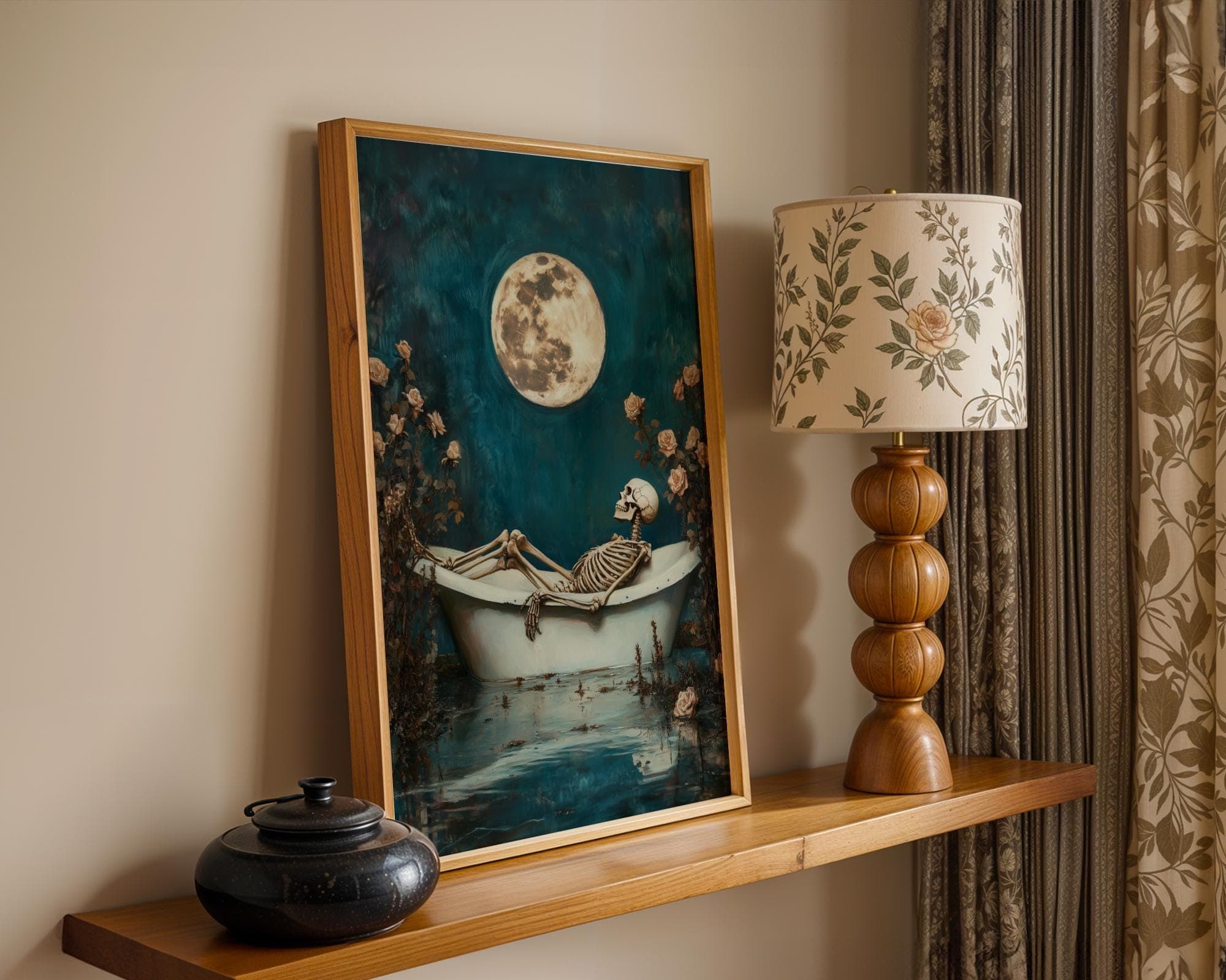 Skeleton Bathtub Art Print: Gothic Bathroom Decor (Digital Download - view 6