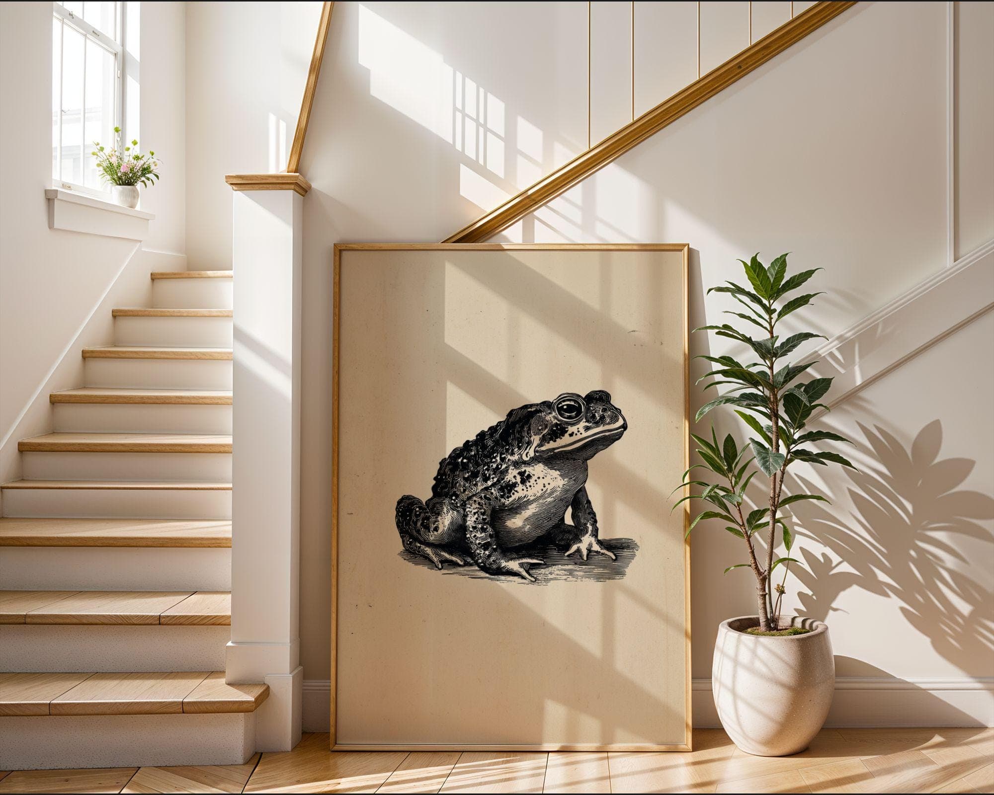 Vintage Frog Print | Toad Etching Wall Art, Victorian Toad Print, Sepia Frog Poster, Japanese Frog Print, Vintage Wall Art, Toad Poster - view 5