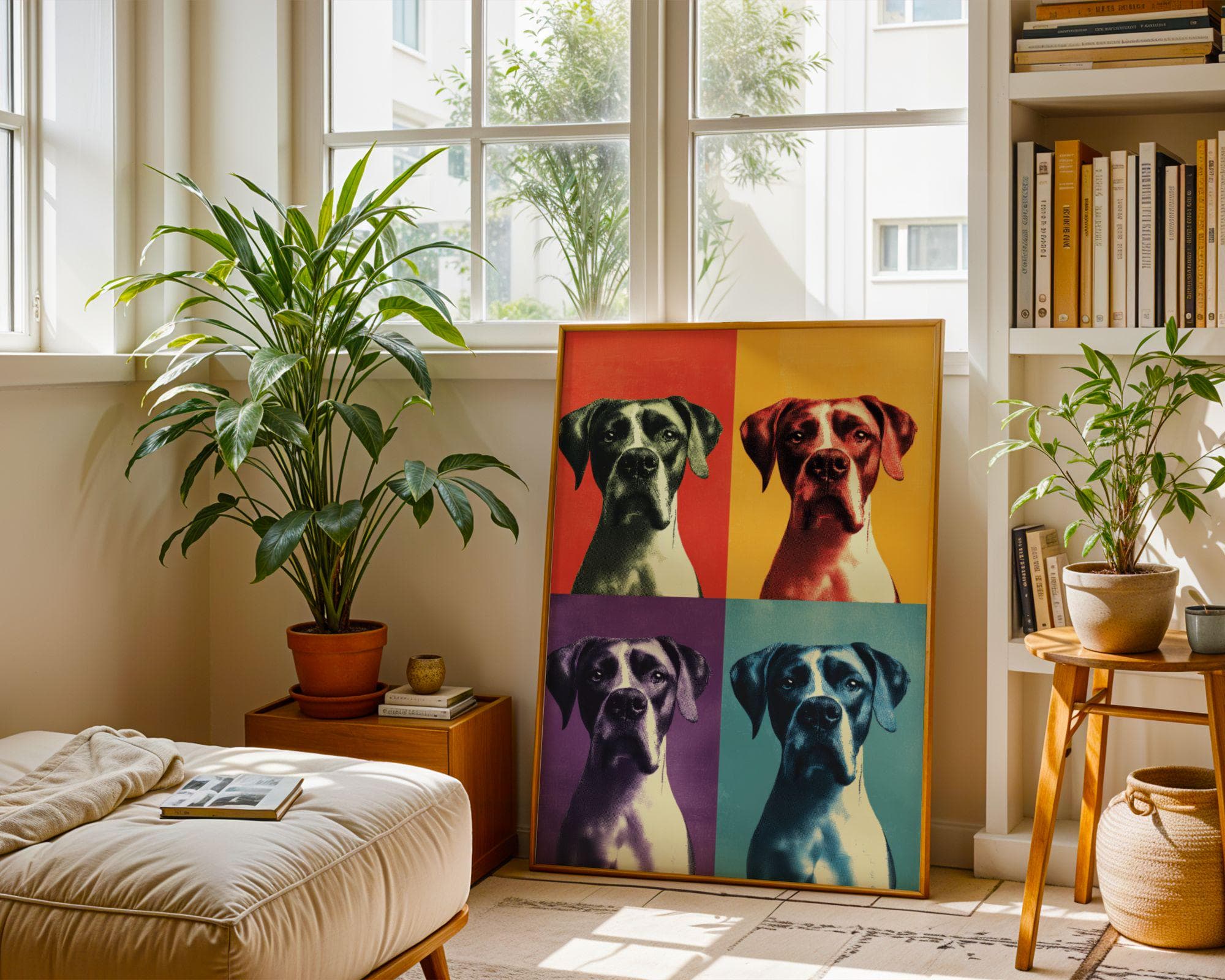 Pop Art Dog Quad | Colorful Modern Wall Art, Colorful Boxer Dog Art, Whimsical Wall Print, Funny Dog Wall Art, Gallery Wall Print - view 7