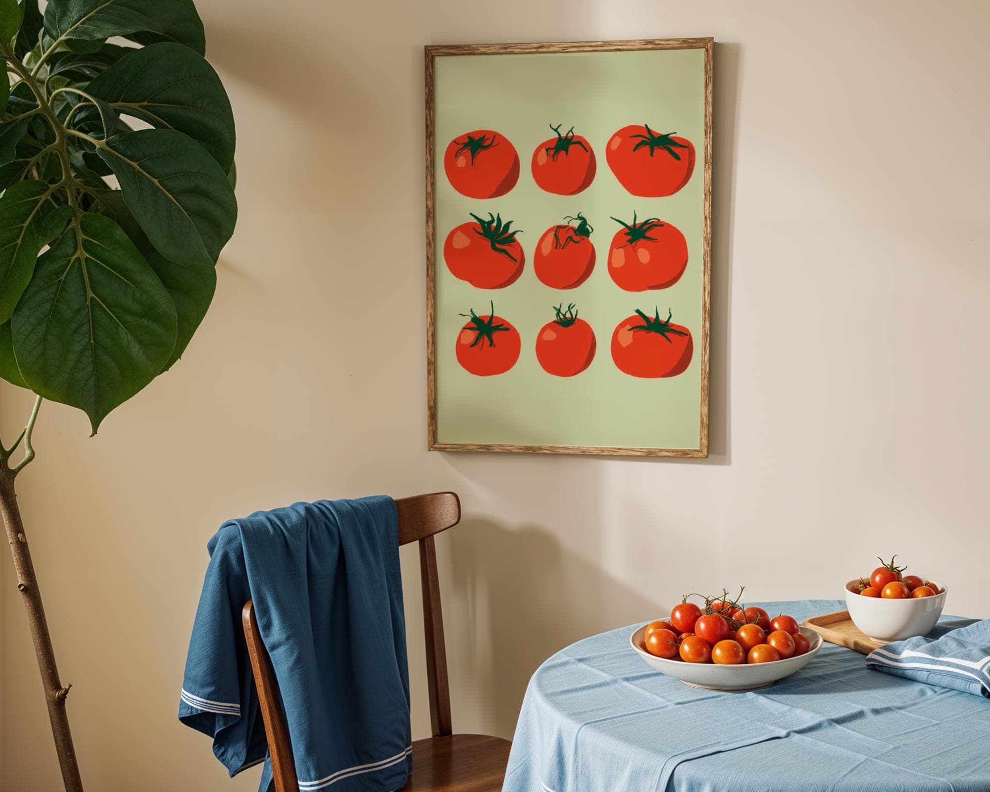 Rustic Tomato Wall Art Print, Vintage Botanical Vegetable Poster, Farm Fresh Red Tomato Wall Hanging, Cute Tomato Kitchen Decor - view 4
