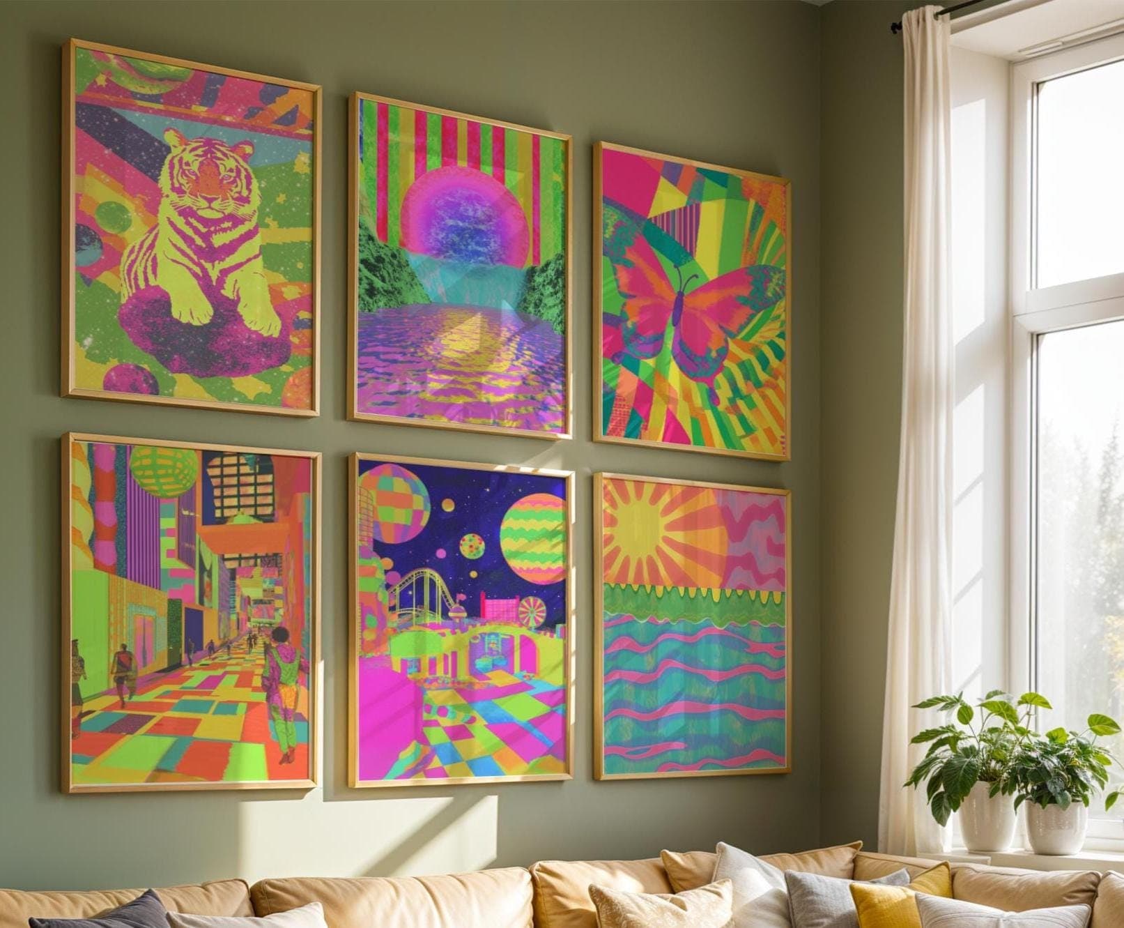 Colorful Dopamine Decor Set, Retro Dopamine Aesthetic Poster Set, Eclectic Color Pop Prints, Neon Wall Art Bundle, Digital Download - view 5