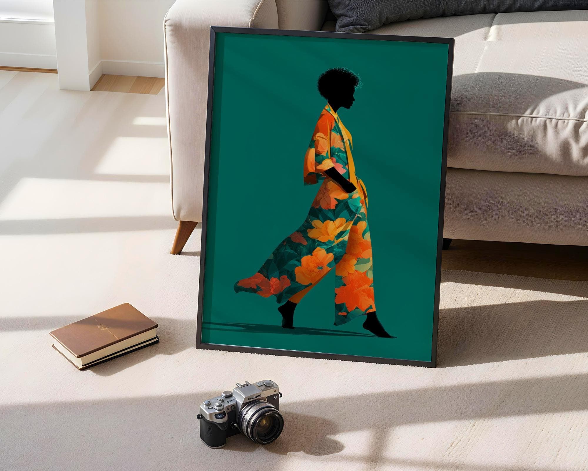 Modern African Woman Wall Art, Afrocentric Fashion Illustration, Modern Bohemian Portrait, Afrocentric Modern Wall Decor, African Print - view 4
