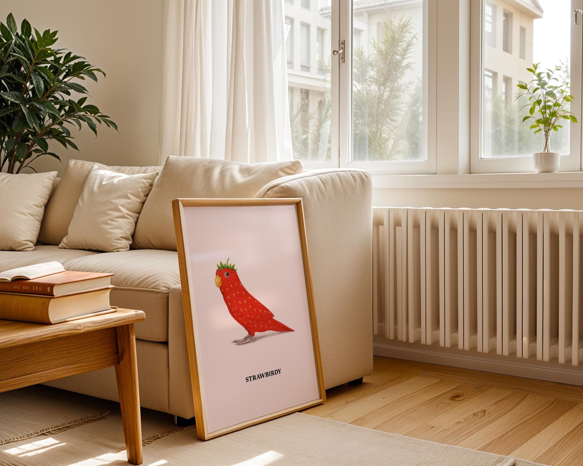 Strawberry Parrot Print: Funny Bird Wall Art, Whimsical Animal Poster (Digital Download) - view 5