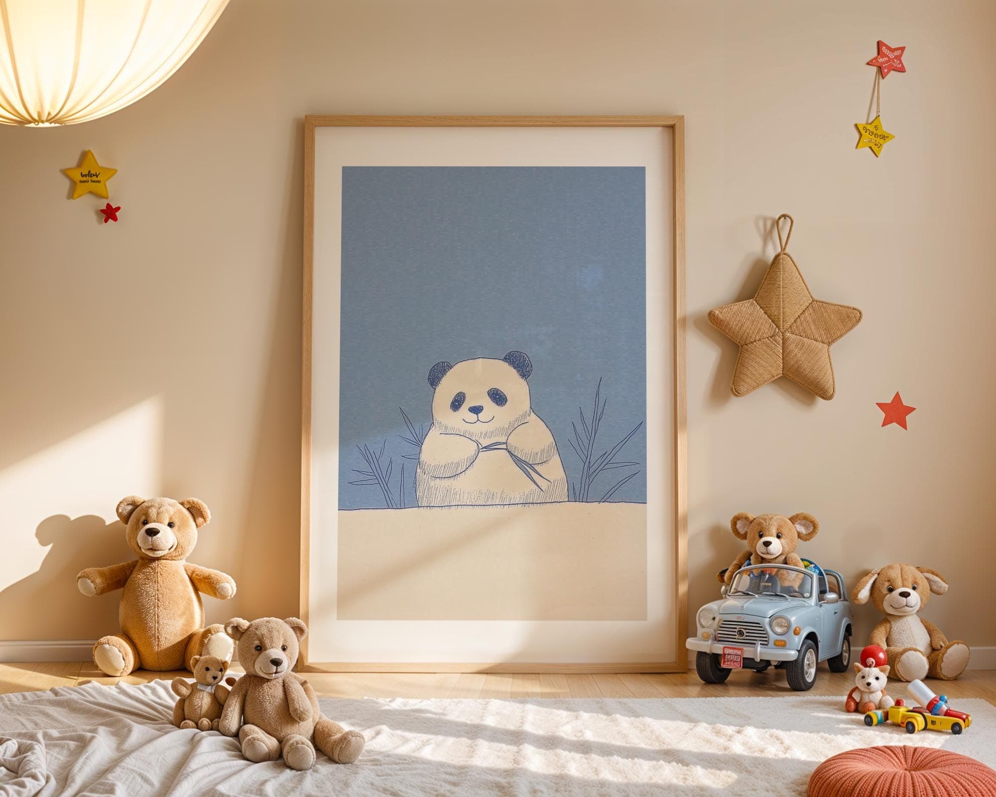 Cute Panda Wall Art, Blue Panda Nursery Print, Whimsical Baby Room Decor, Minimalist Nursery Decor, Nursery Animal Print, Kidsroom Decor - view 3