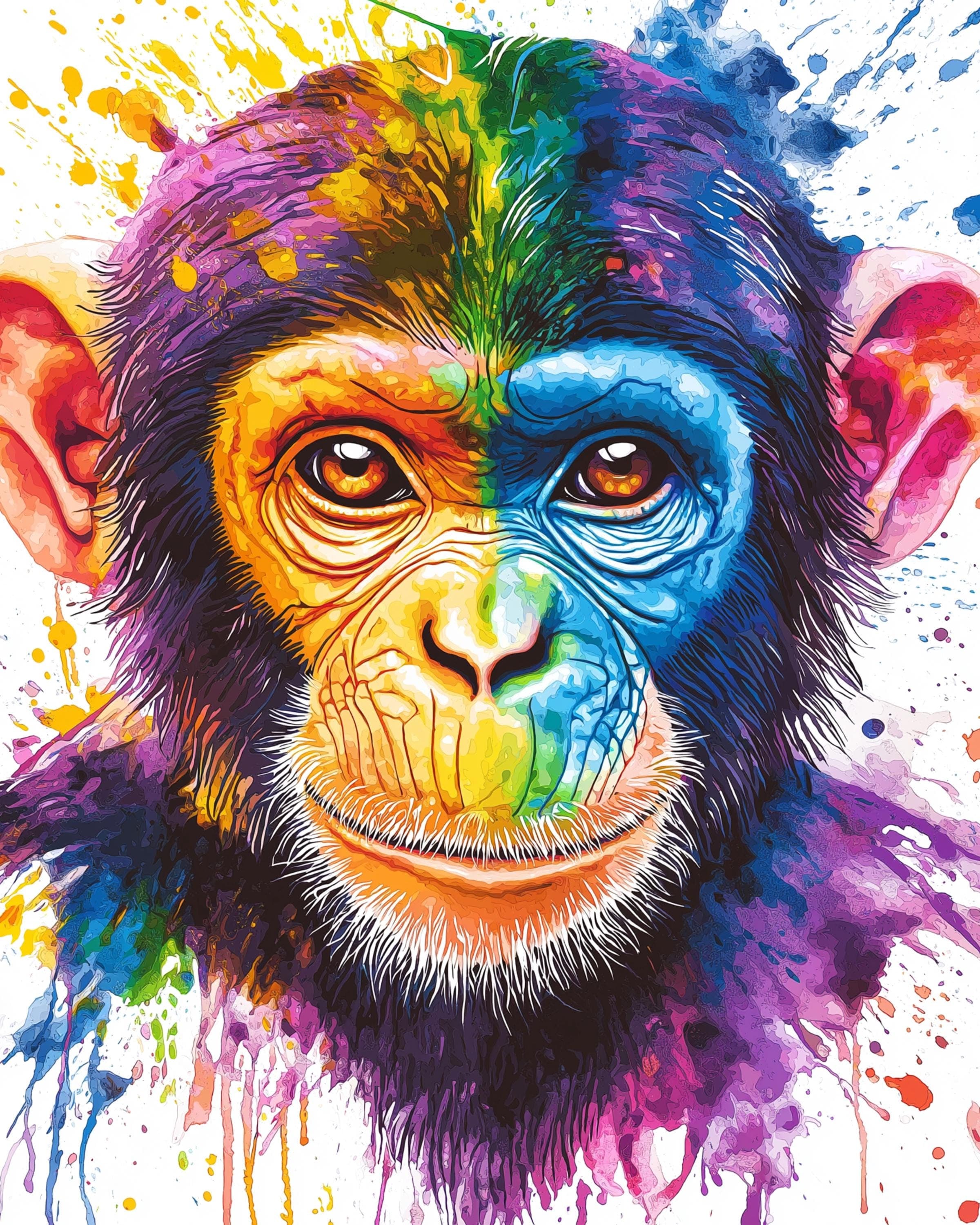 Set of 6 Safari Animals Watercolor Printable Art, Colorful Painting Wall Art, Nursery Children Gift, Rainbow Animal Wall Art, Tiger Poster - view 6