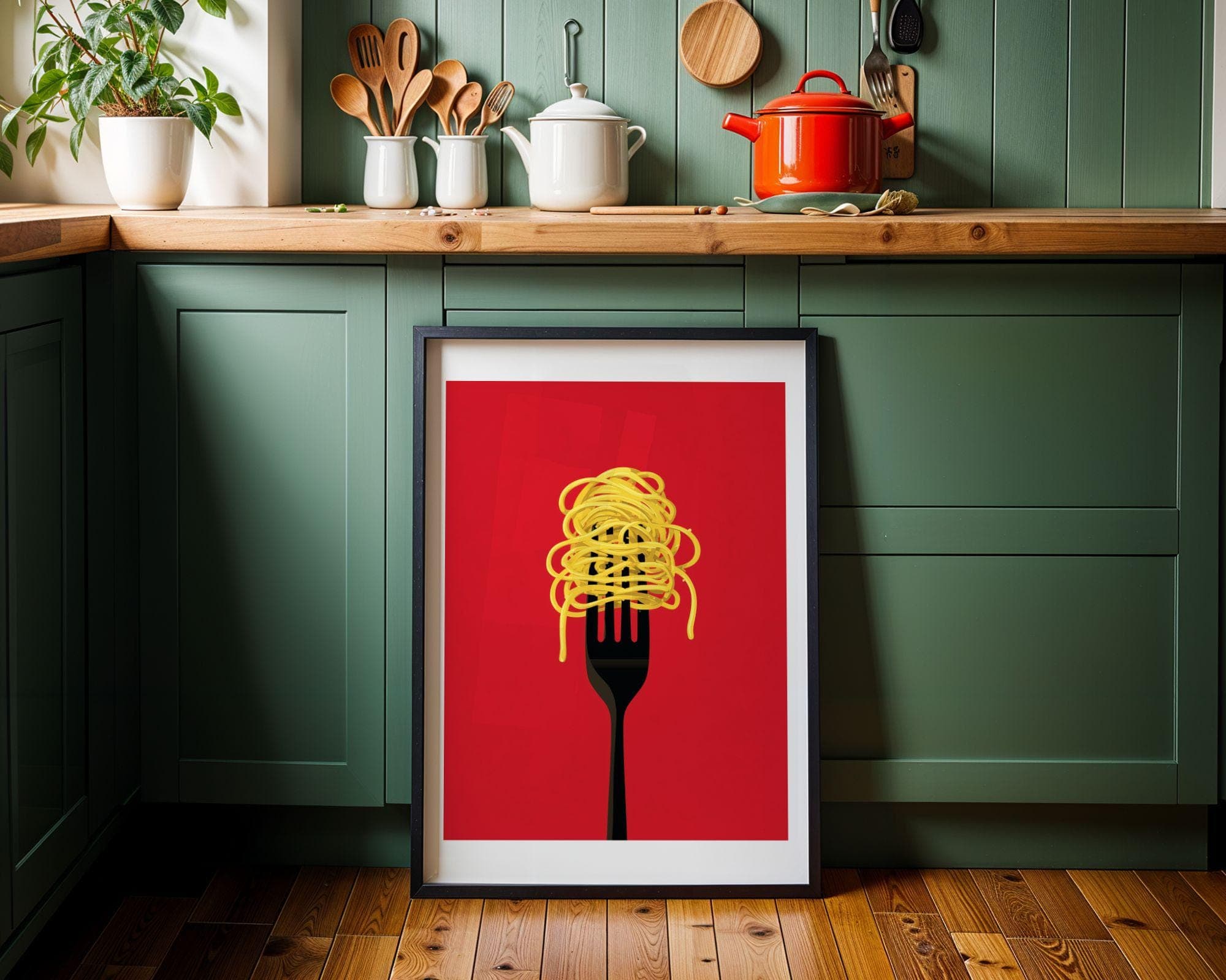 Colorful Pasta Wall Art – Modern Pop Art Kitchen Print, Minimalist Kitchen Art, Modern Food Poster, Funky Pop Art Poster, Pasta Lover Gift - view 3