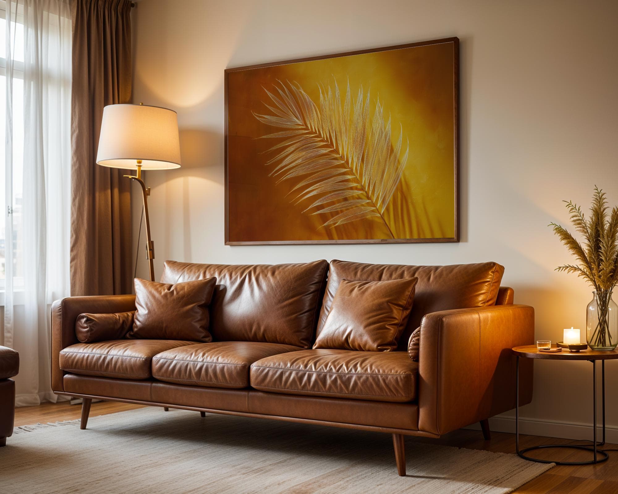 Golden Palm Leaf Wall Art, Warm Yellow Botanical Poster – Digital Palm Leaf Art, Boho Tropical Wall Art – Golden Botanical Print, Gold Leaf - view 4