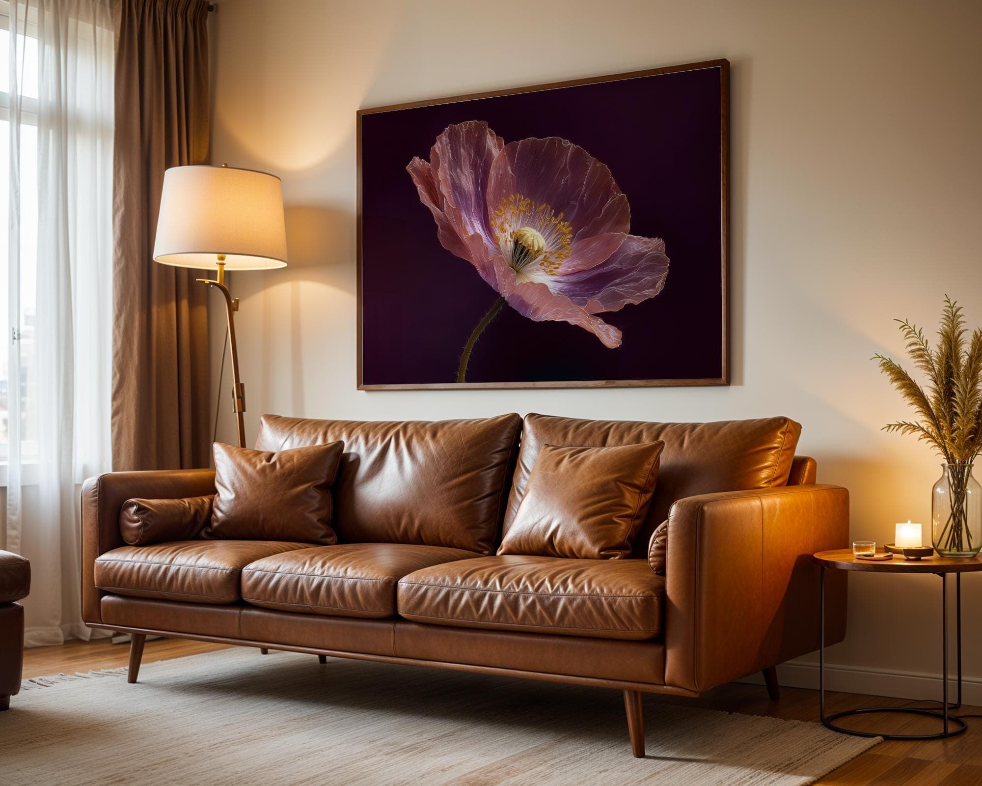 Purple Poppy Wall Art Print: Moody Floral Home Decor (Digital Download) - view 3
