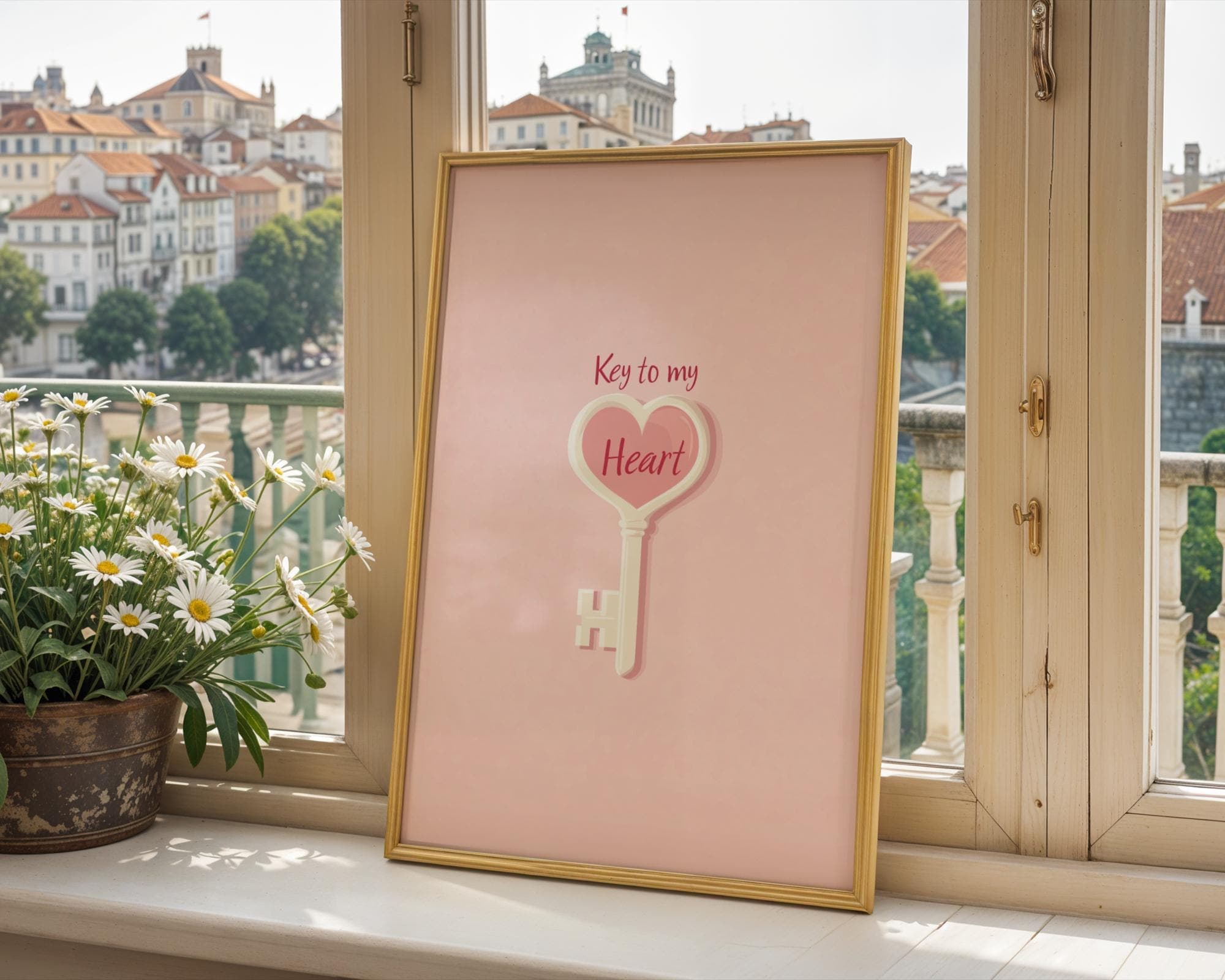 Key to My Heart Wall Art, Valentine’s Day Digital Art, Valentines Day Gift Idea, Cute Pink Valentine Gift, Romantic Love Decor, Pink Decor - view 7