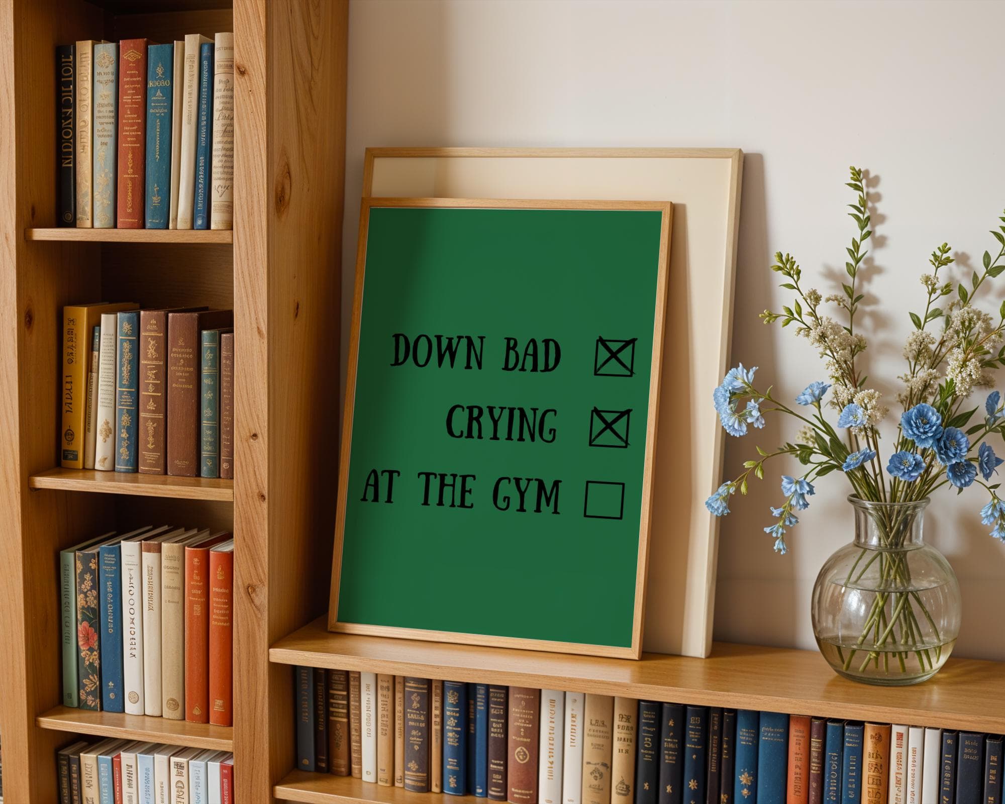 Down Bad Crying at The Gym Sign, Emareld Green Sign, Down Bad Crying Gift, Inspirational quote, Gym poster print, Workout poster, Digital - view 4