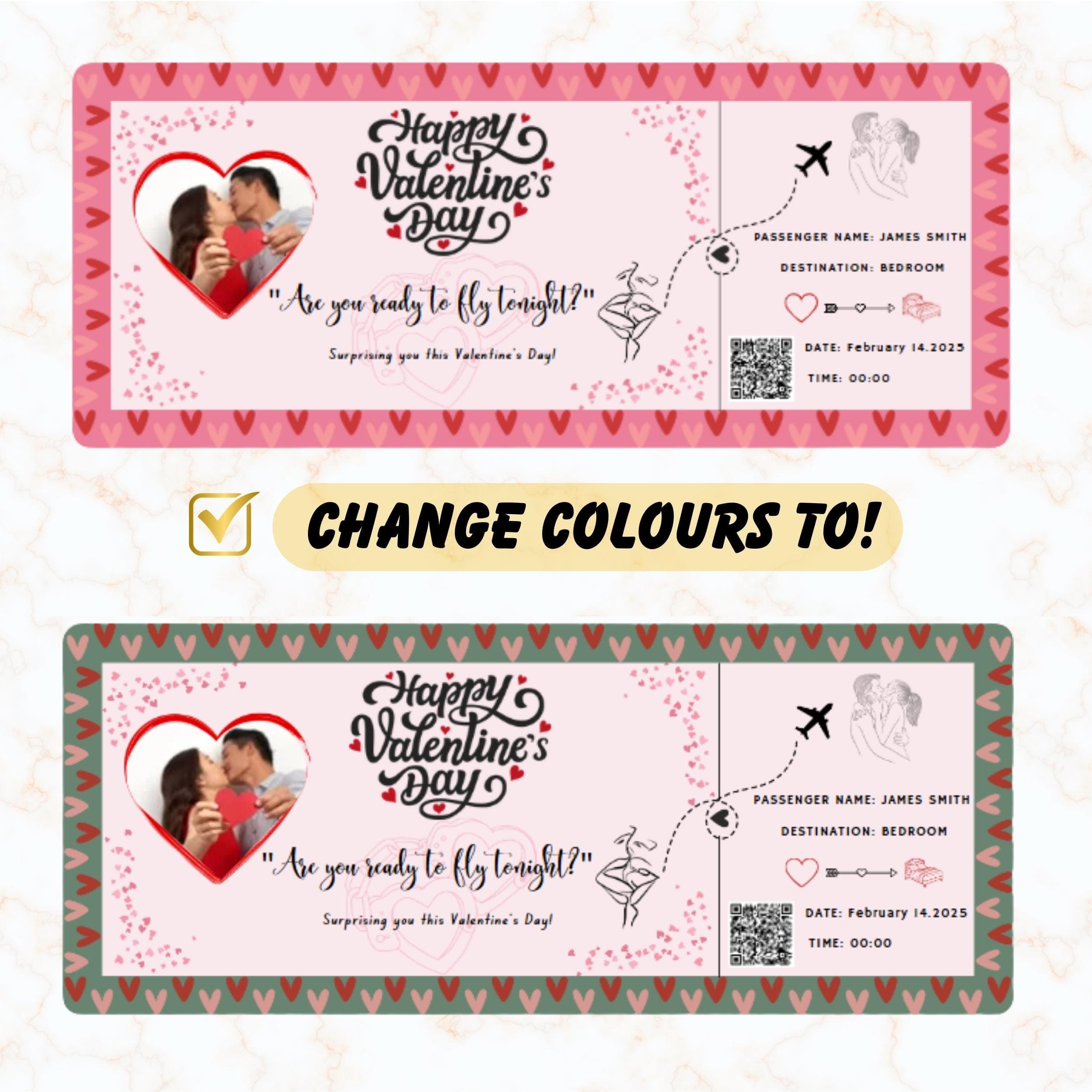EDITABLE Valentines Day Template, Couple Editable Template, Printable Ticket, Special Days Template, Making Love, Anniversary Template - view 4