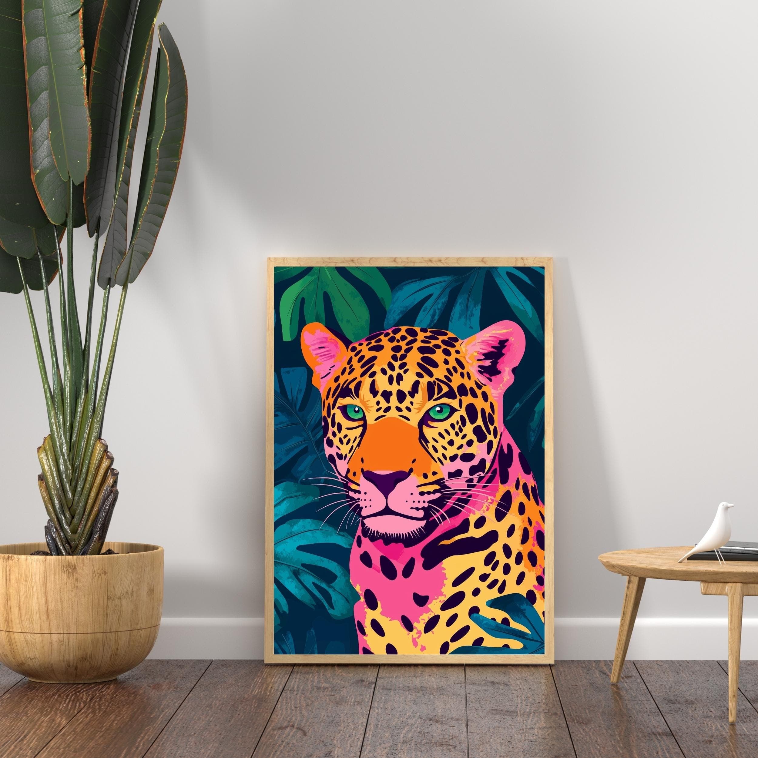 Pink Jaguar Wall Art, Eclectic Animal Wall Decor, Eclectic Animal Wall Art, Eclectic Pink Jaguar Print, Colorful Jaguar Wall Art, Pink Art - view 7