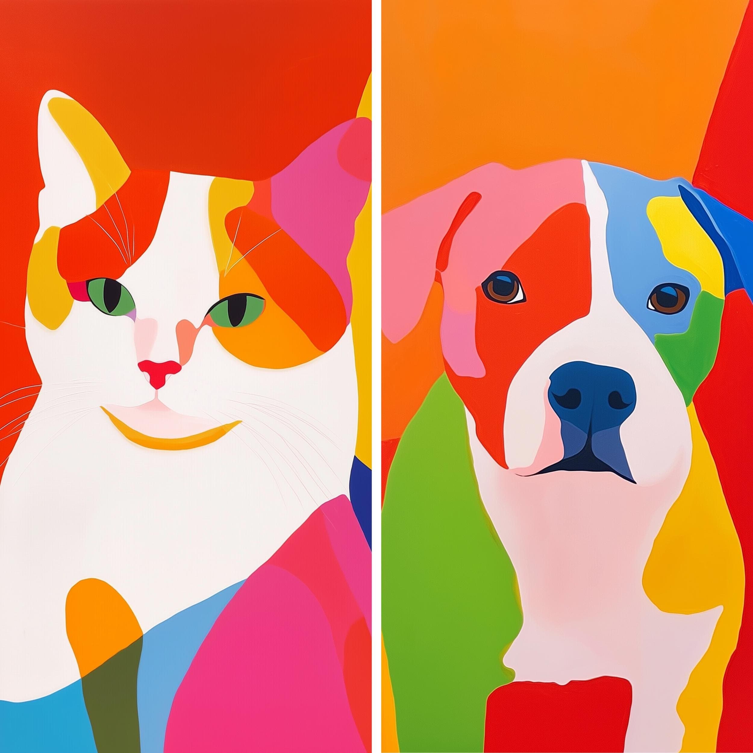 Colorful Animal Wall Decor, Modern Animal Art Prints, Set of 6 with Colorful Prints, Colorful Dog, Cat, Elephant, Giraffe, Tiger, Monkey Art - view 2