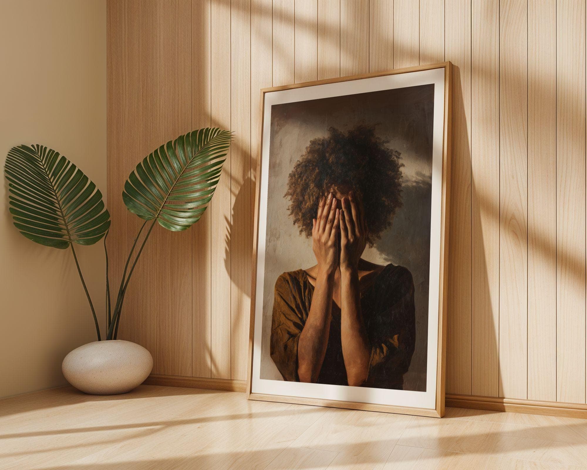 Black Woman Wall Art, Neutral Wall Art, Afrocentric Abstract Black Woman Digital Print, Black Woman Portrait, Afrocentric Wall Art - view 4