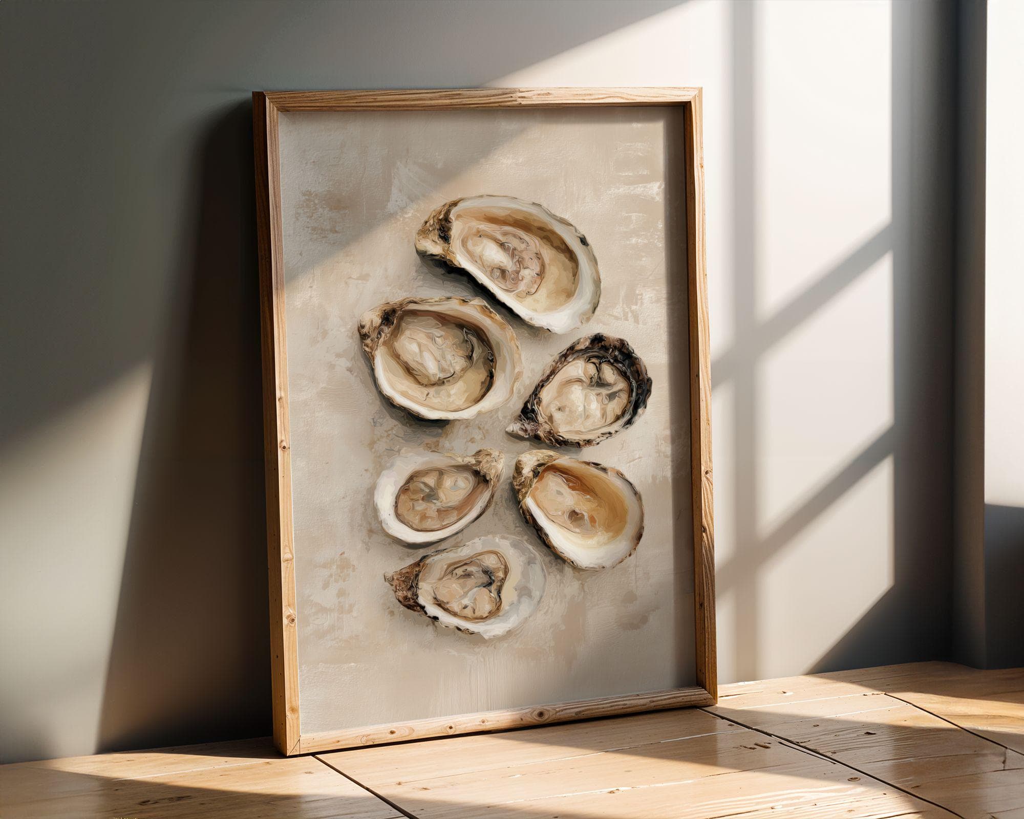 OYSTER Wall Art Print, Coastal Kitchen Decor, Neutral Seafood Painting, Beach House Art, Seafood Wall Art, Oyster Oil Painting Print - view 7