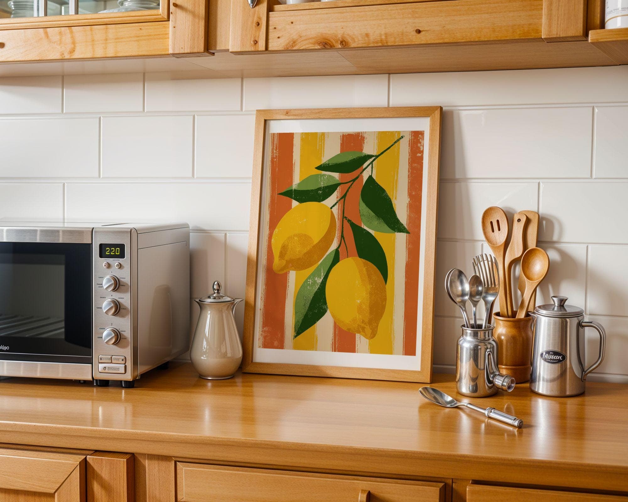 Retro Lemon Wall Art – Vintage Fruit Kitchen Print, Mediterranean Citrus Kitchen Wall Decor, Vintage Fruit Art, Rustic Kitchen Decor - view 4