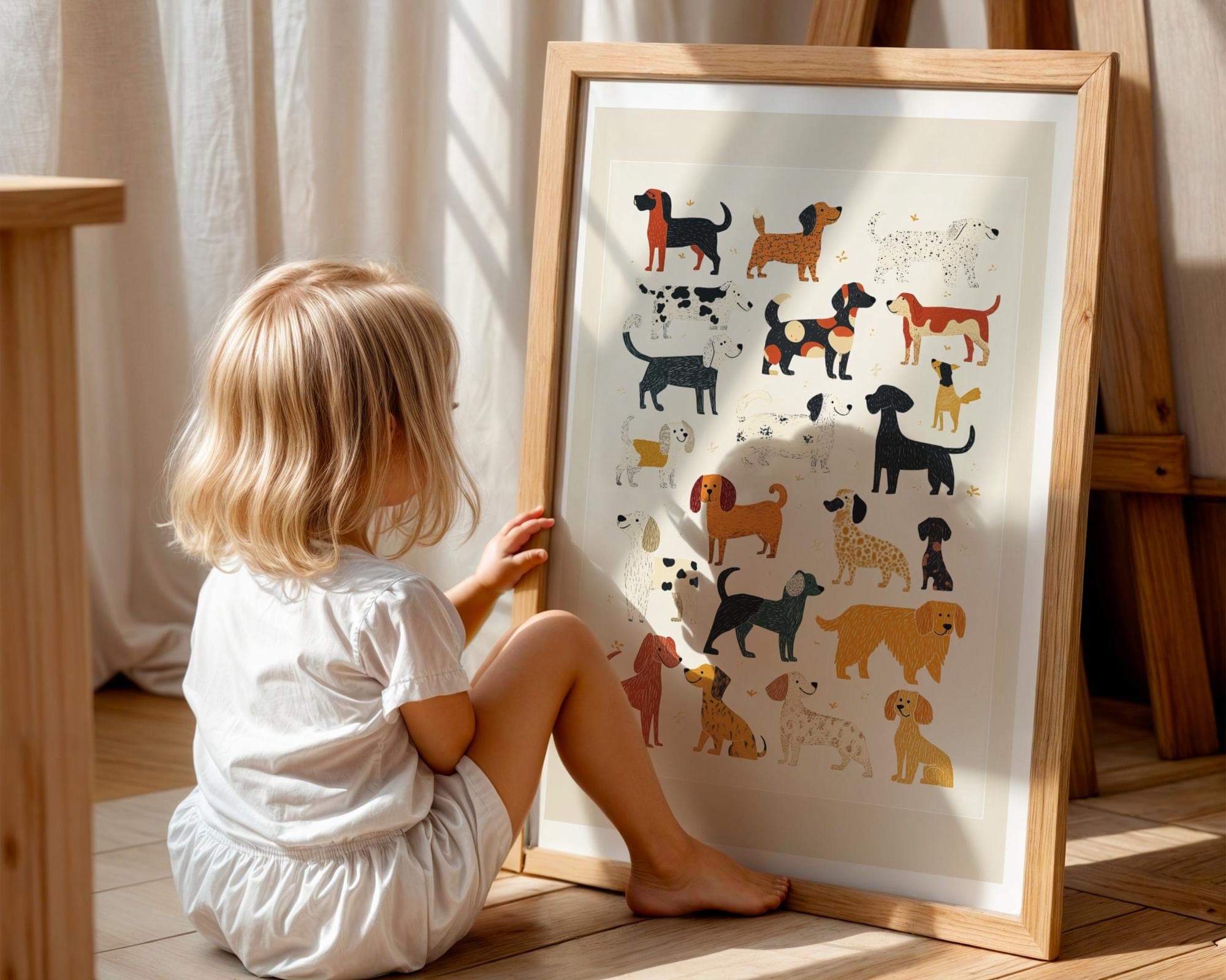 Kids Classroom Art, Drawn Pet Portrait, Digital Printable Dog Portrait Wall Art, Dog Lover Gift, Digital Wall Art, Cute Kidsroom Dog Art - view 3