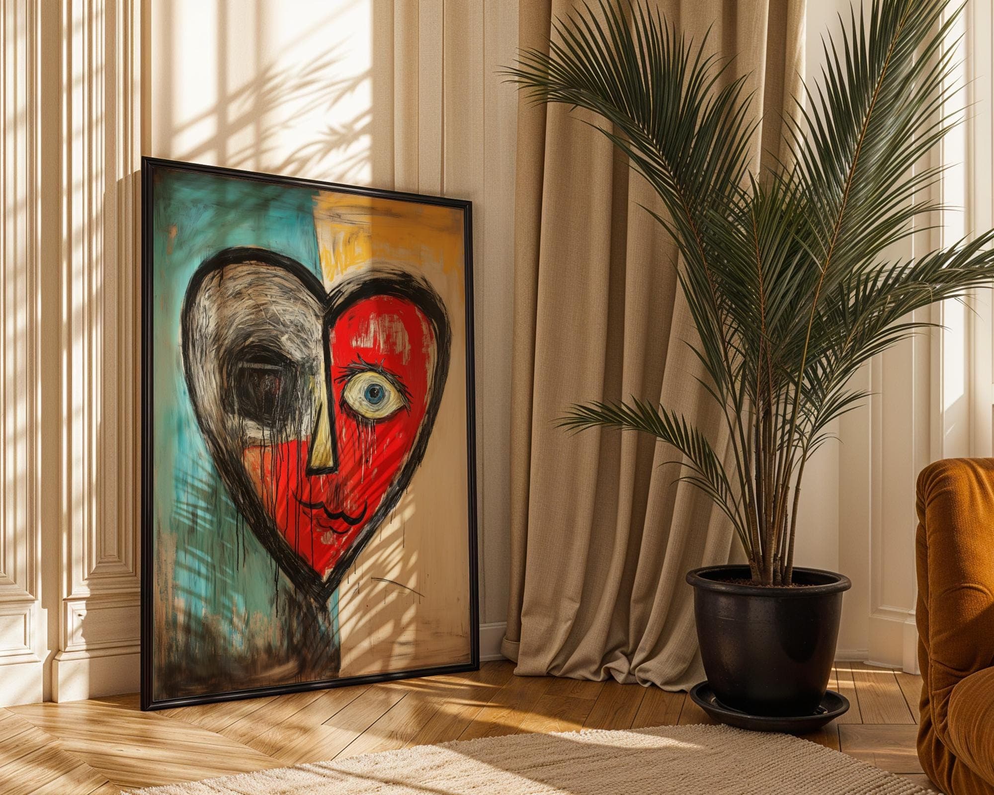 Picasso Heart Painting, Abstract Picasso-Style Painting, Colorful Abstract Heart Art, Modern Wall Decor, Picasso-Inspired Art, Heart Poster - view 6