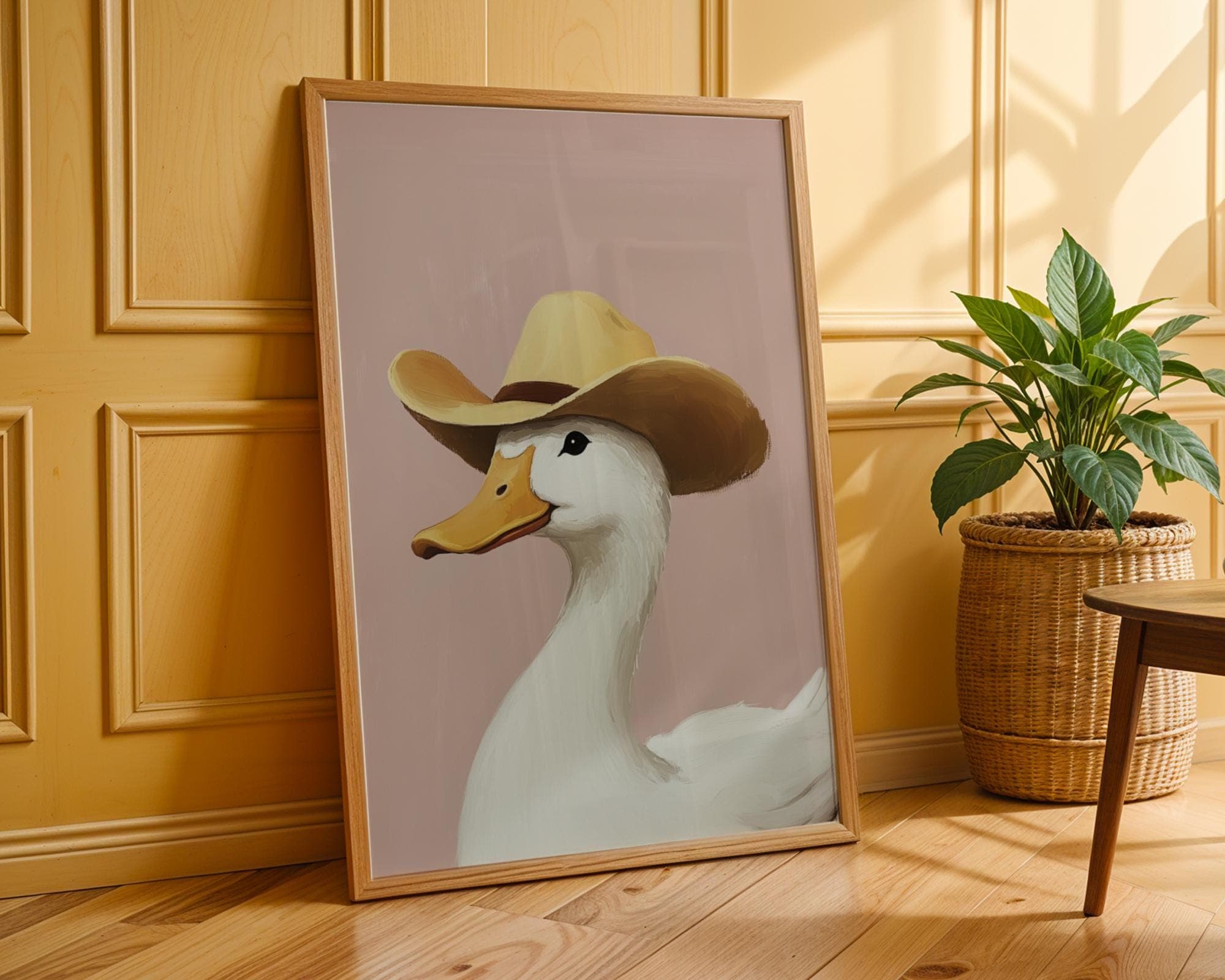 Silly Cowboy Goose Print, Pink Western Nursery Printable Art, Neutral Southeastern Boy Room Animal Wall art, Cowboy hat, Retro Duck Poster - view 7