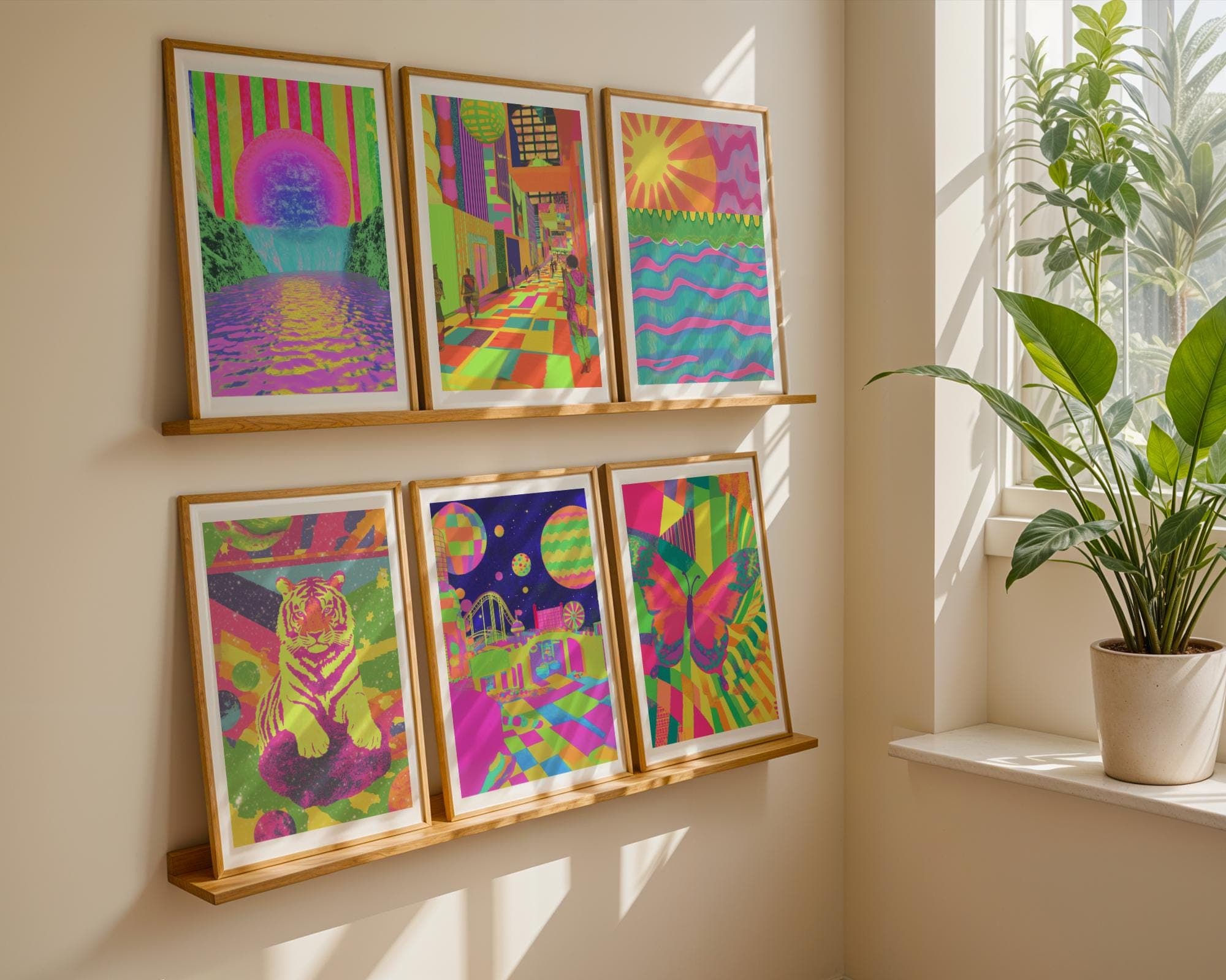 Colorful Dopamine Decor Set, Retro Dopamine Aesthetic Poster Set, Eclectic Color Pop Prints, Neon Wall Art Bundle, Digital Download - view 3
