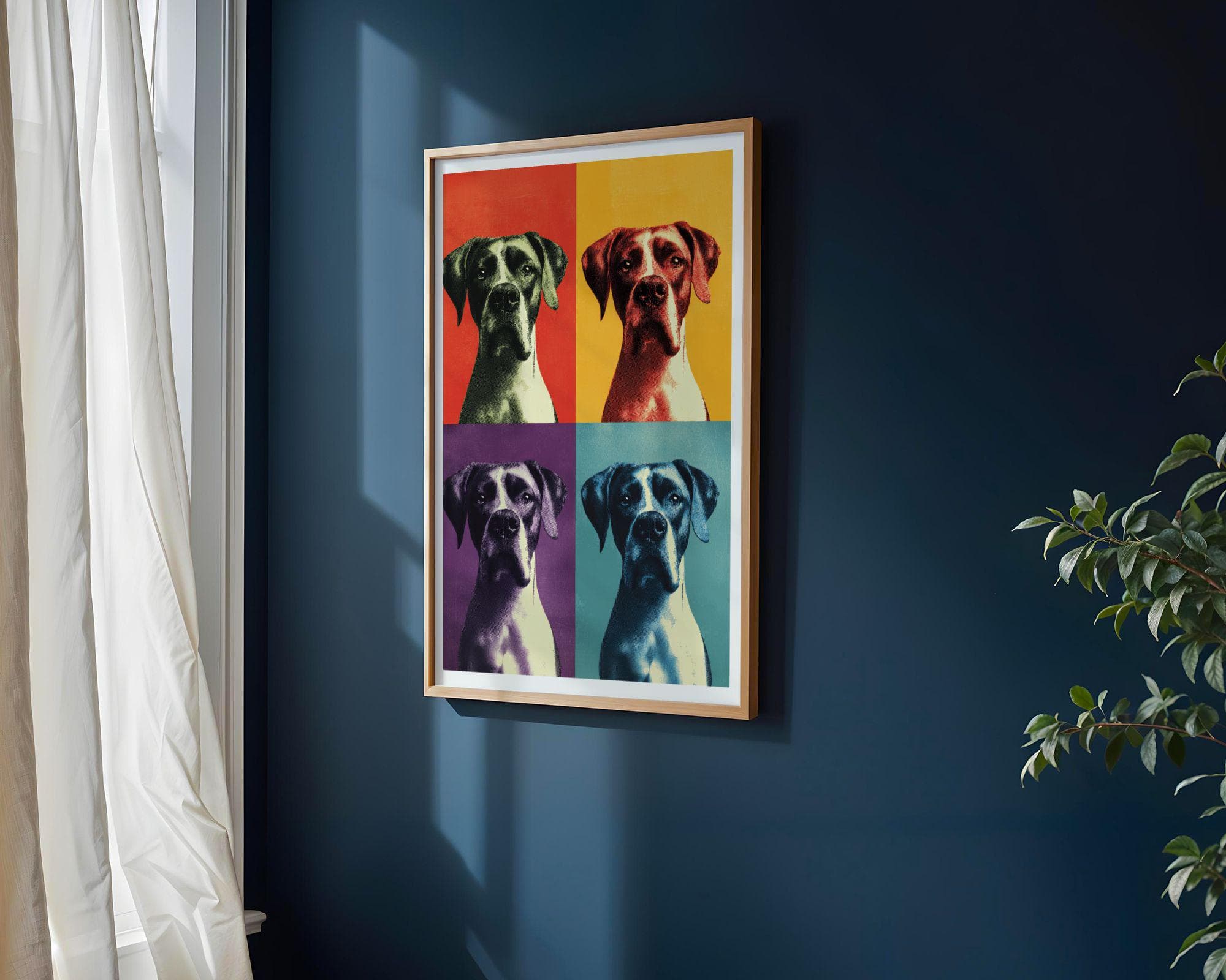Pop Art Dog Quad | Colorful Modern Wall Art, Colorful Boxer Dog Art, Whimsical Wall Print, Funny Dog Wall Art, Gallery Wall Print - view 2
