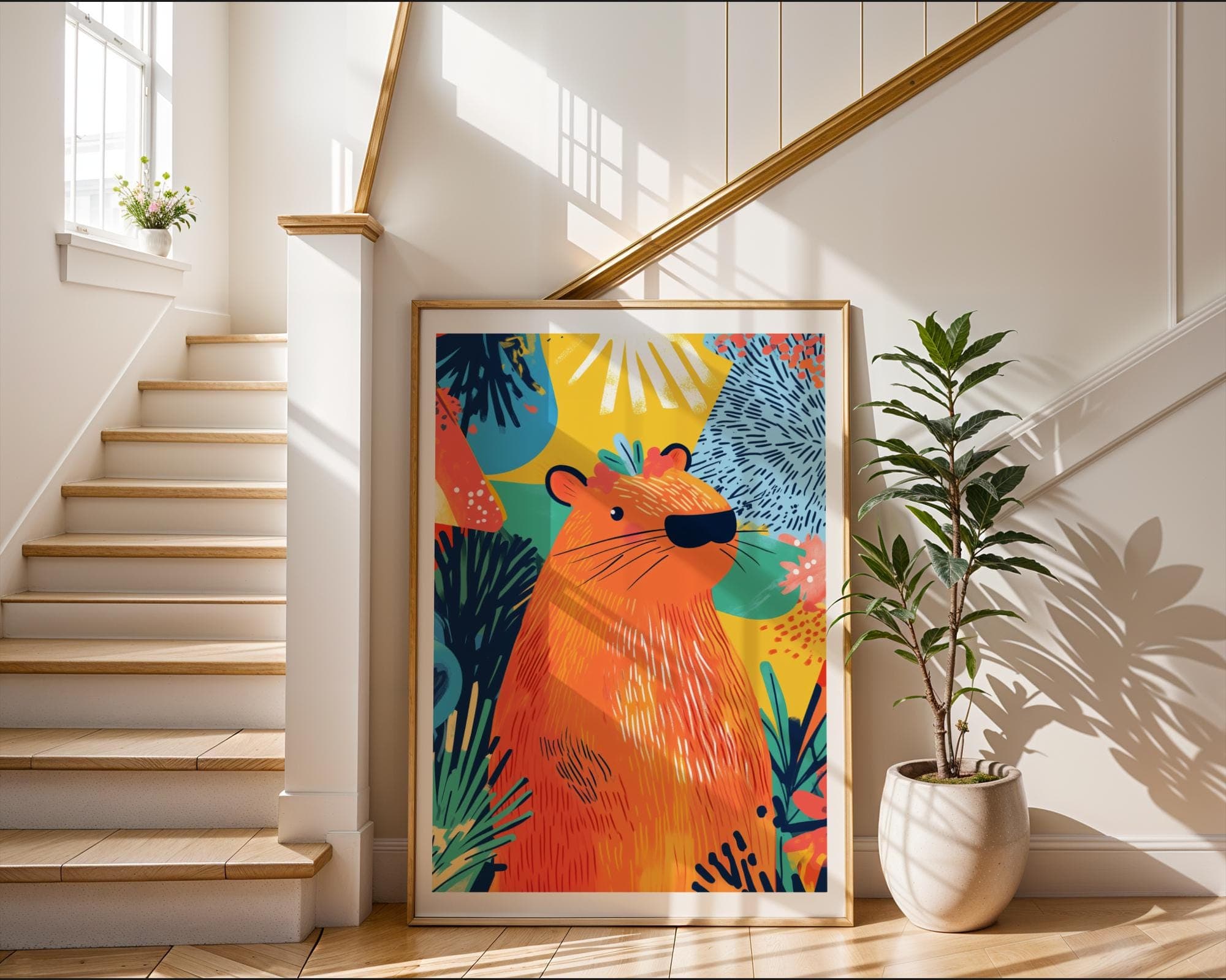 Tropical Capybara Art Print ā Colorful Jungle Boho Decor (Digital Download) - view 3