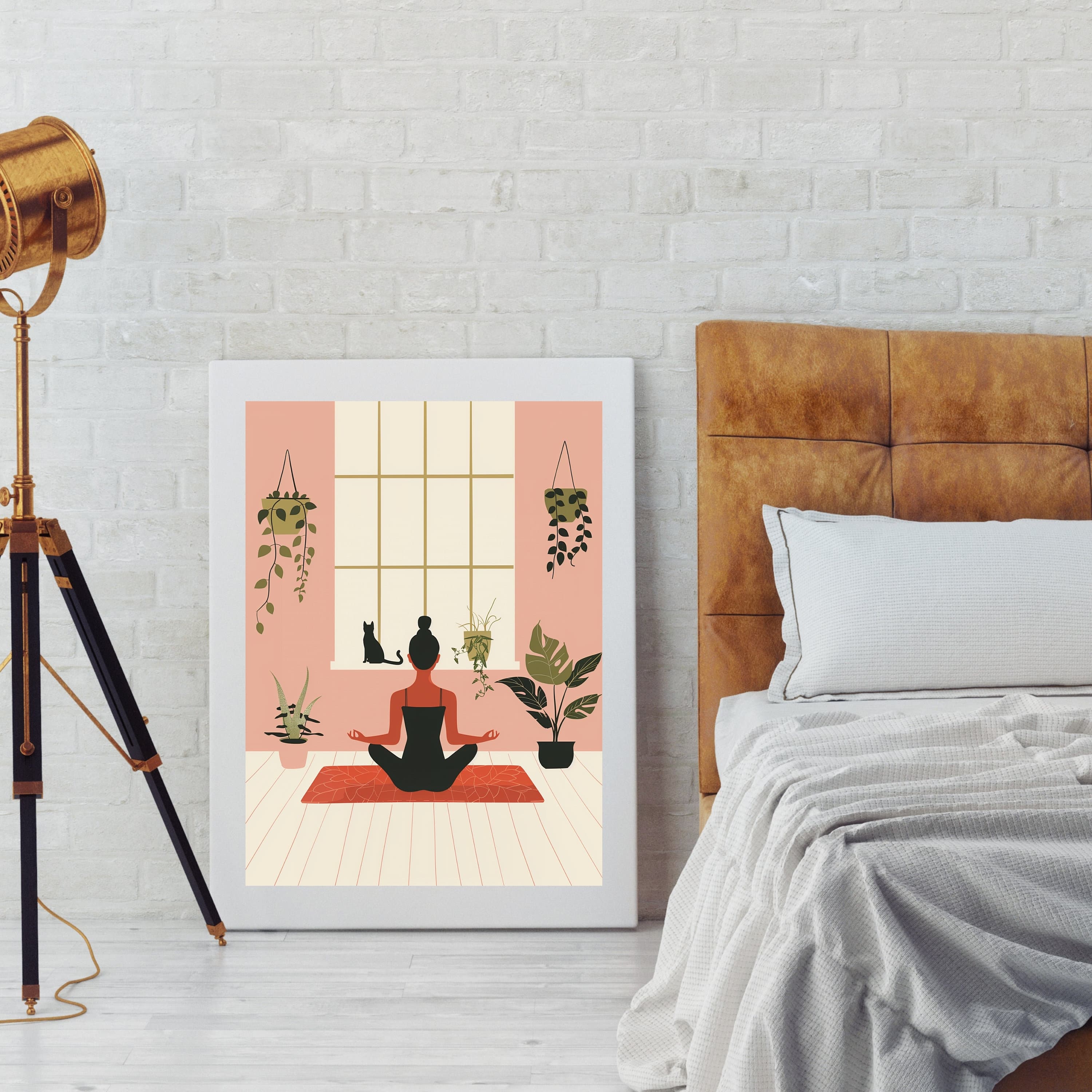 Yoga Cat and Woman Print, Cat Yoga Print, Black Cat Art, Yoga Room Decor,Yoga Lover,Serene Yoga Meditation Art Print, International Cat Day - view 5