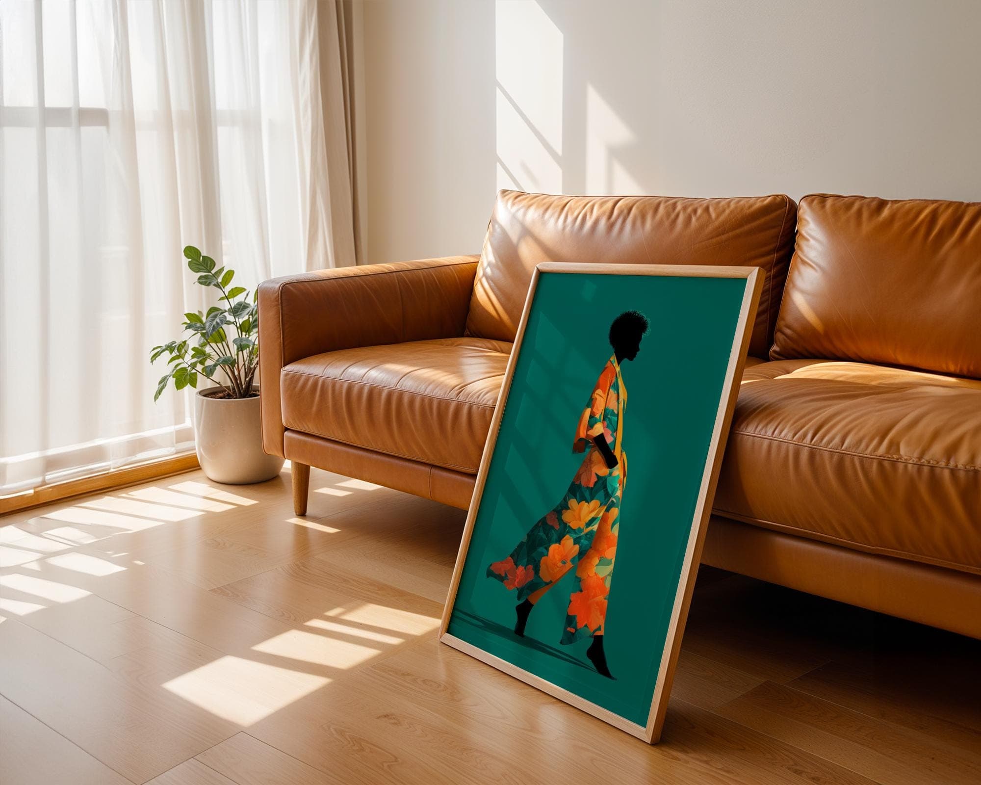 Modern African Woman Wall Art, Afrocentric Fashion Illustration, Modern Bohemian Portrait, Afrocentric Modern Wall Decor, African Print - view 6