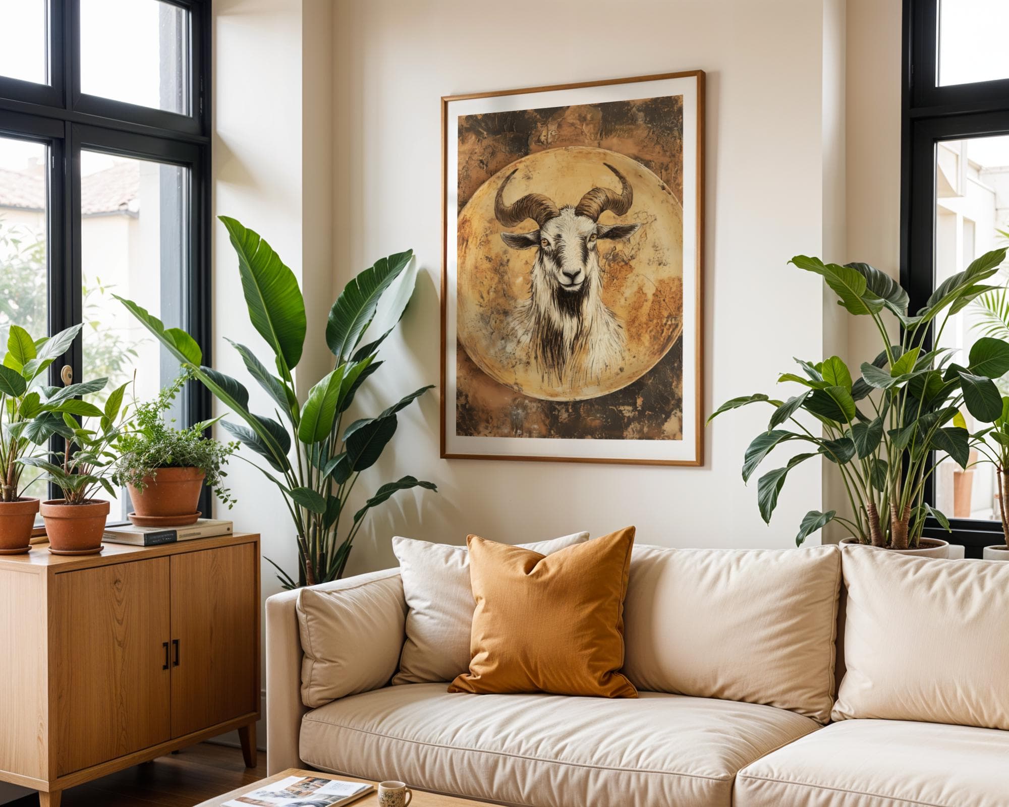 Rustic Goat Wall Art, Goat Portrait Wall Art, Vintage Goat Wall Decor, Farmhouse Wall Art, Digital Goat Download, Vintage Wall Art Digital - view 5